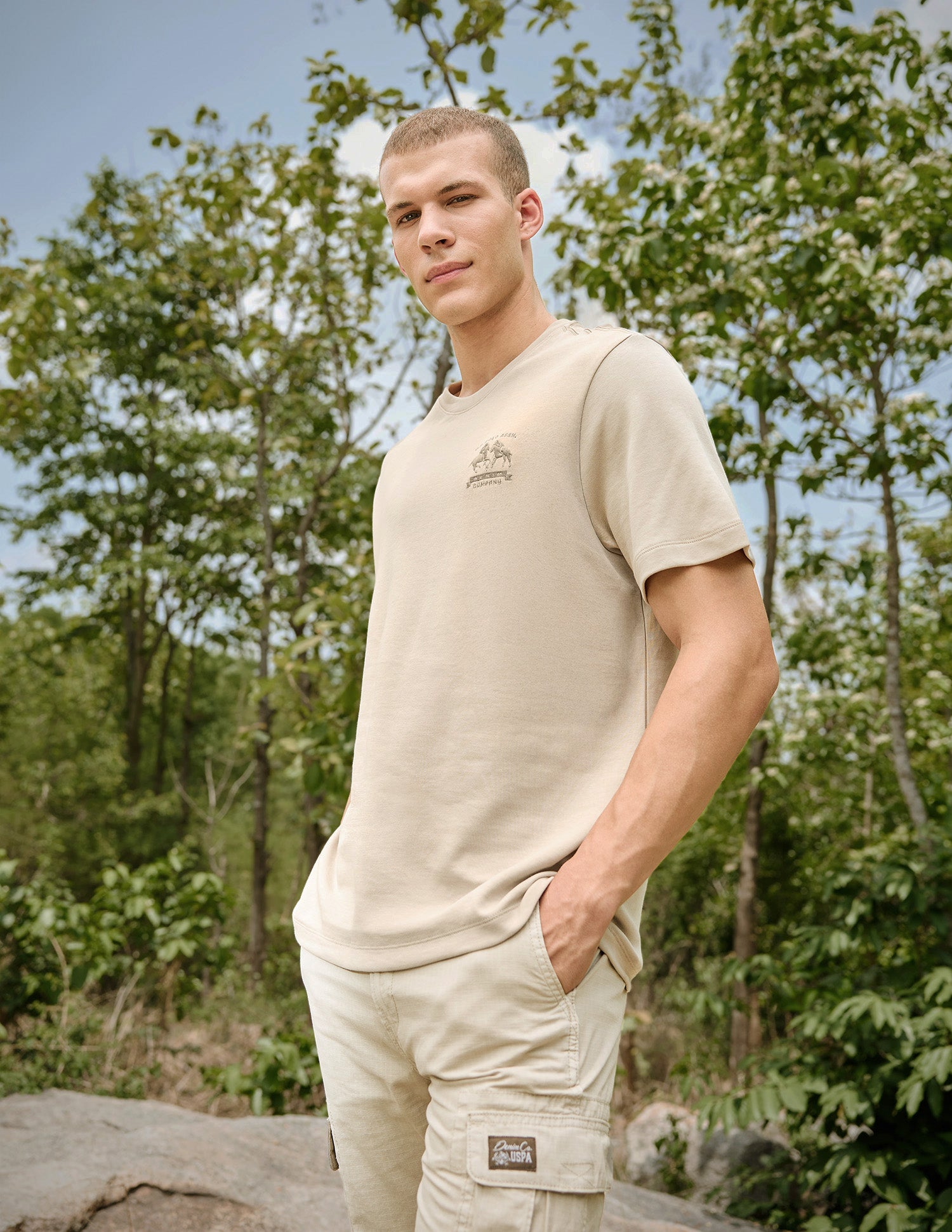 Relaxed Fit Pure Cotton T-Shirt Stone - U.S. Polo Assn. India | Large