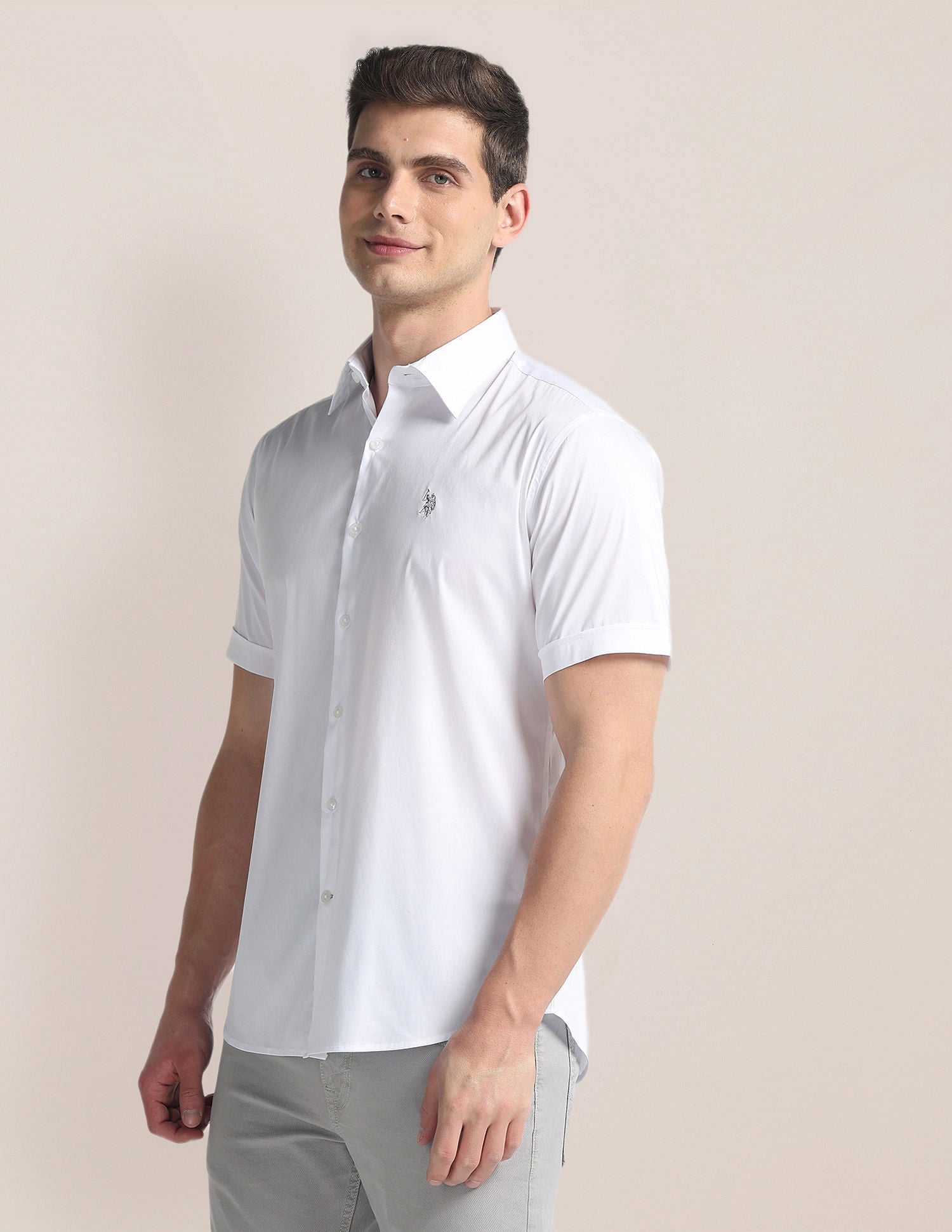 Short Sleeve Solid Shirt White - U.S. Polo Assn. India | Large