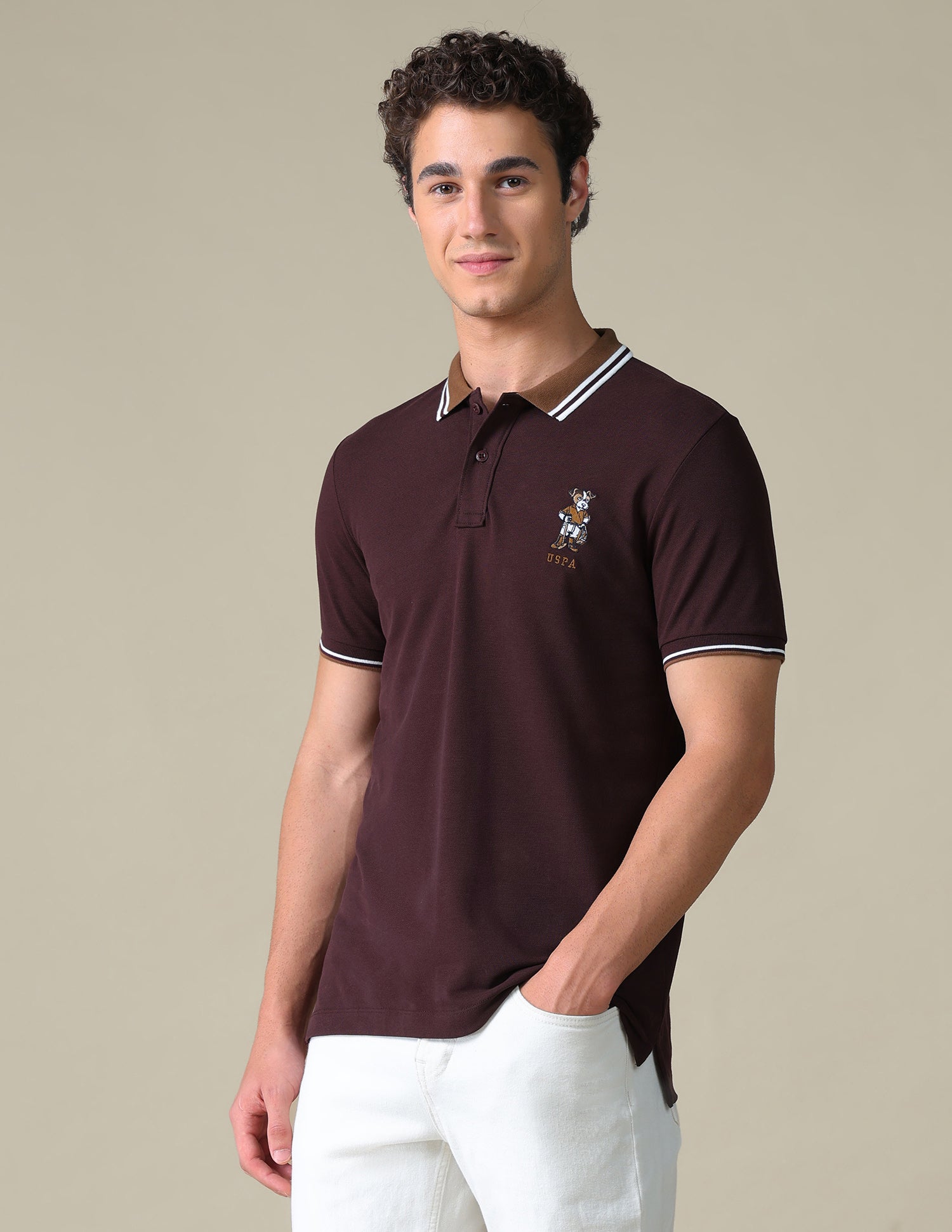 Regular Fit Typographic Polo Shirt Purple - U.S. Polo Assn. India | Large