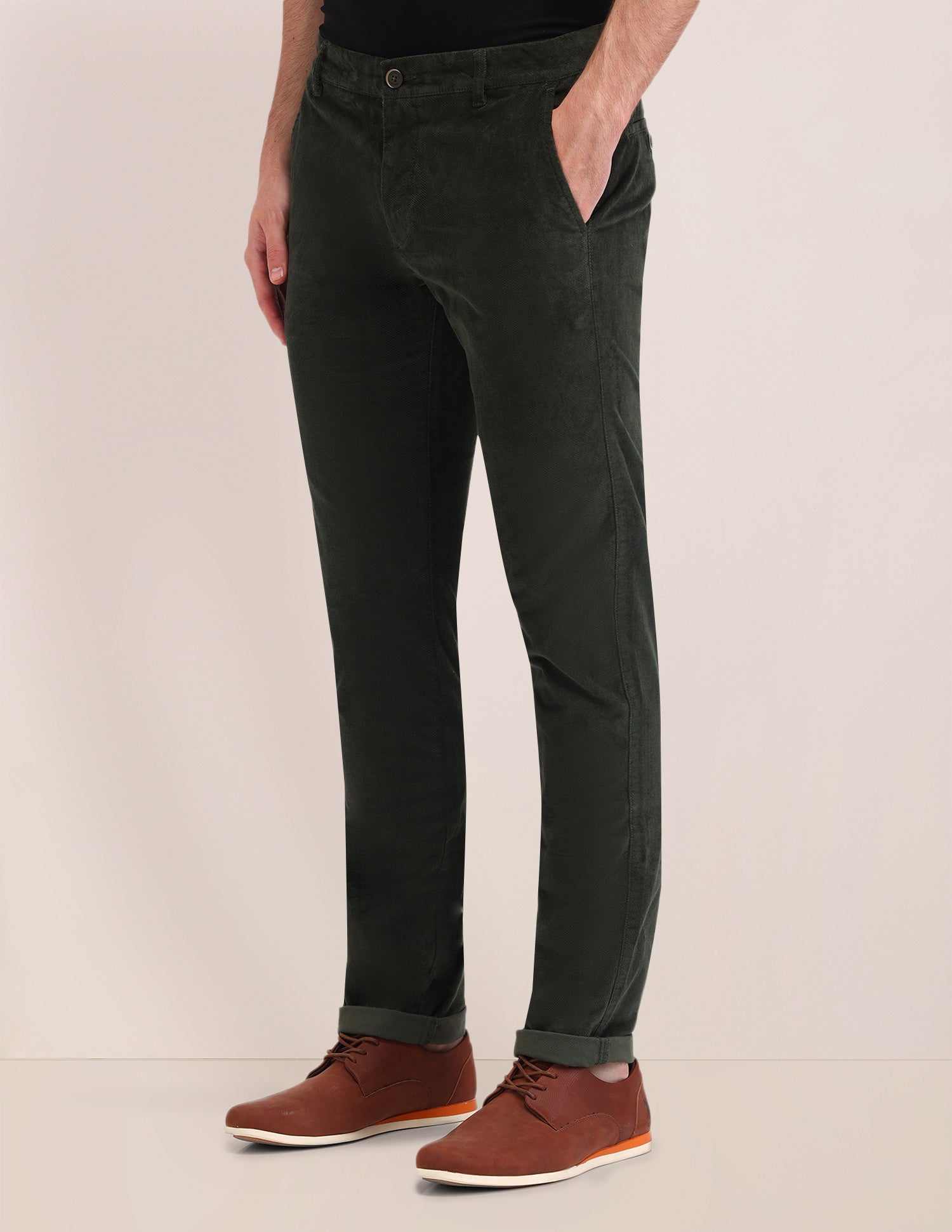 Denver Slim Fit Mid Rise Trousers Olive - U.S. Polo Assn. India | Large