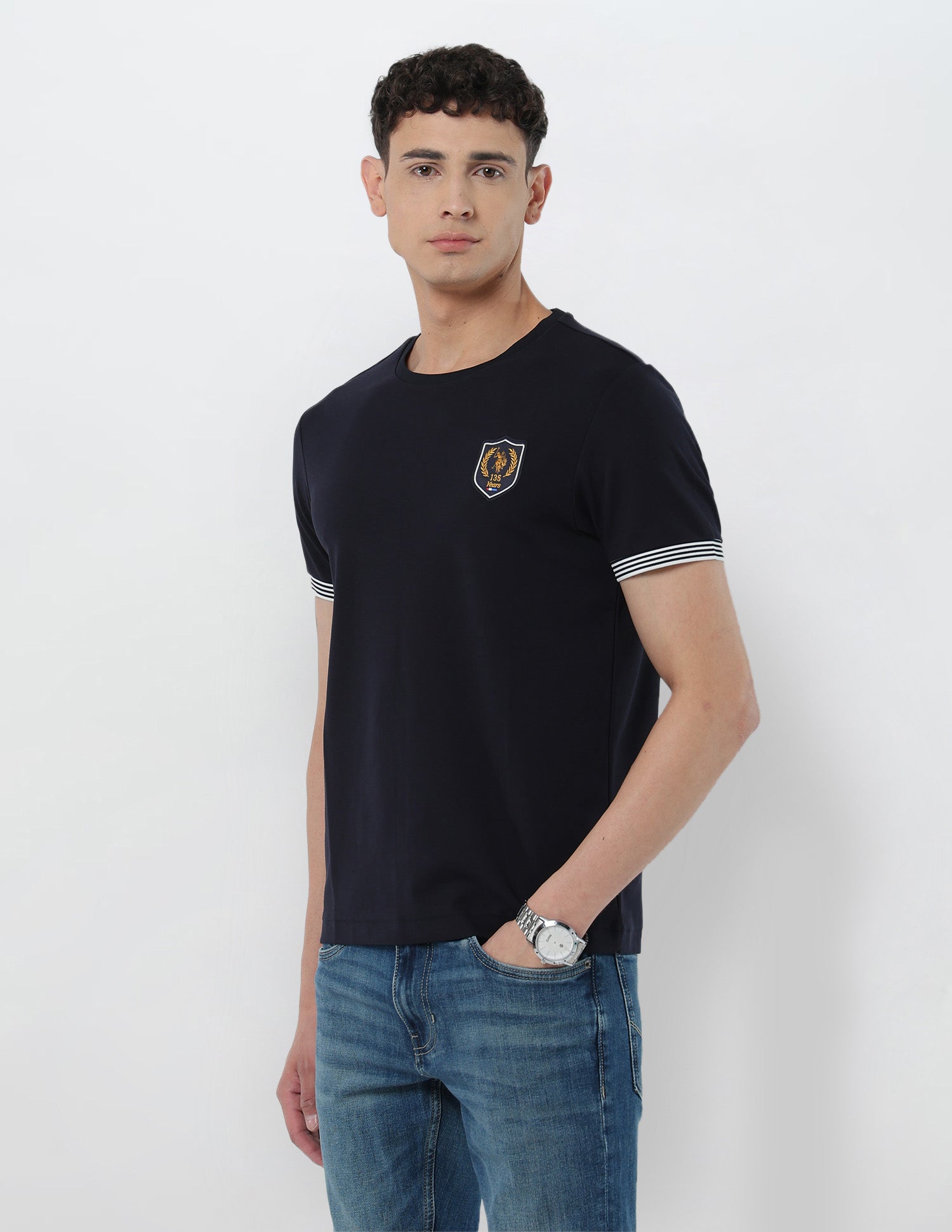 Textured Regular Fit T-Shirt Navy - U.S. POLO ASSN. | Large