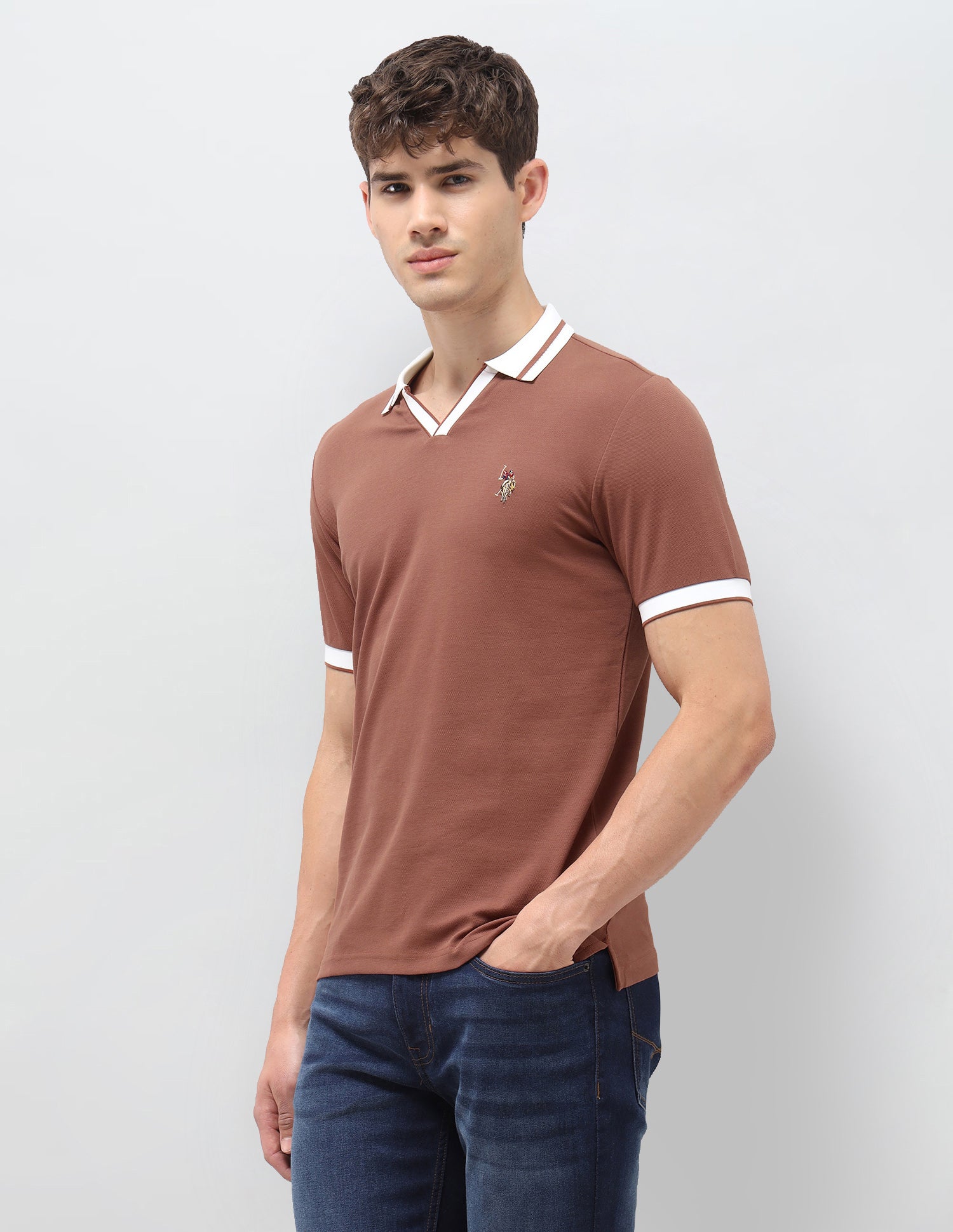 Solid Slim Fit Polo Shirt Rust - U.S. Polo Assn. India | Large