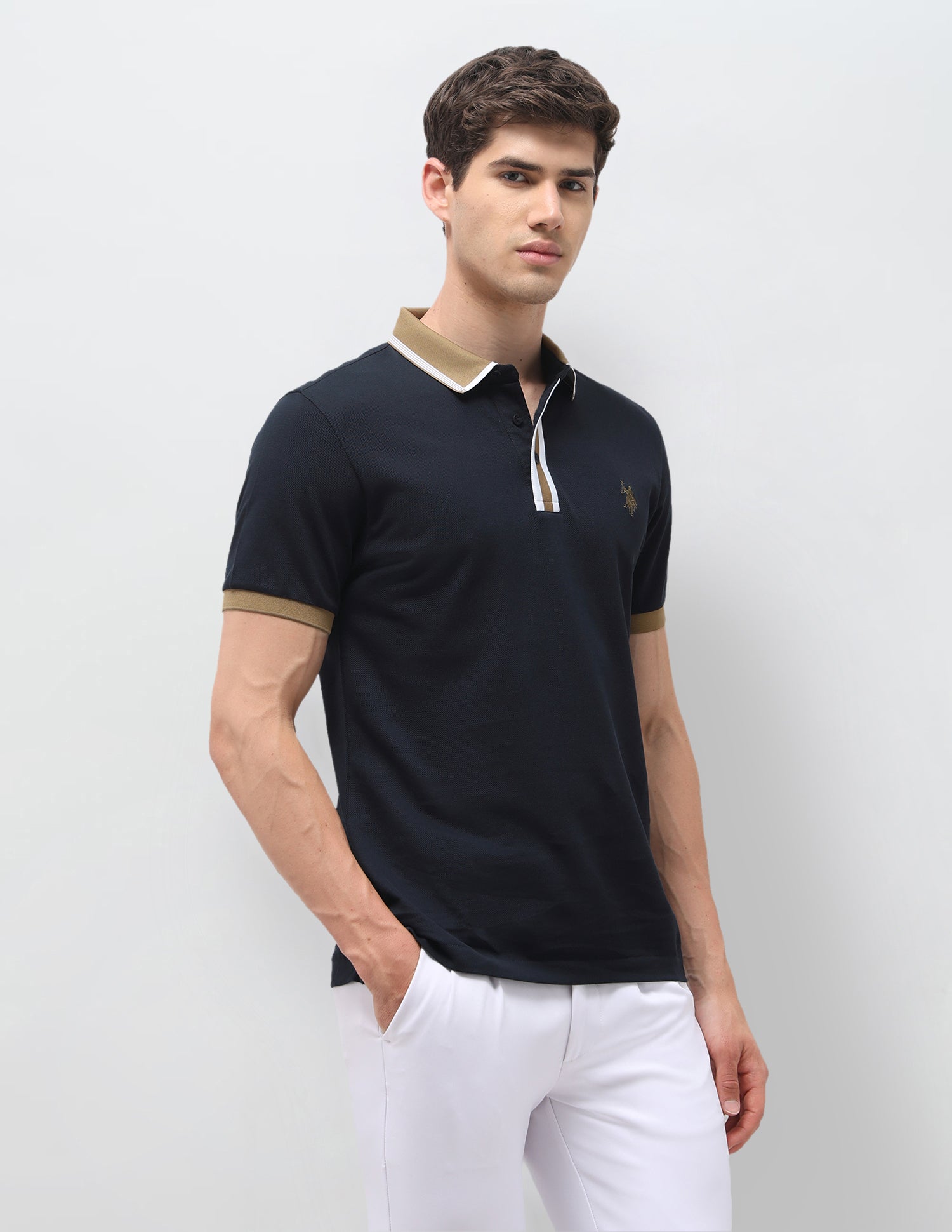 Solid Slim Fit Polo Shirt Navy - U.S. Polo Assn. India | Large