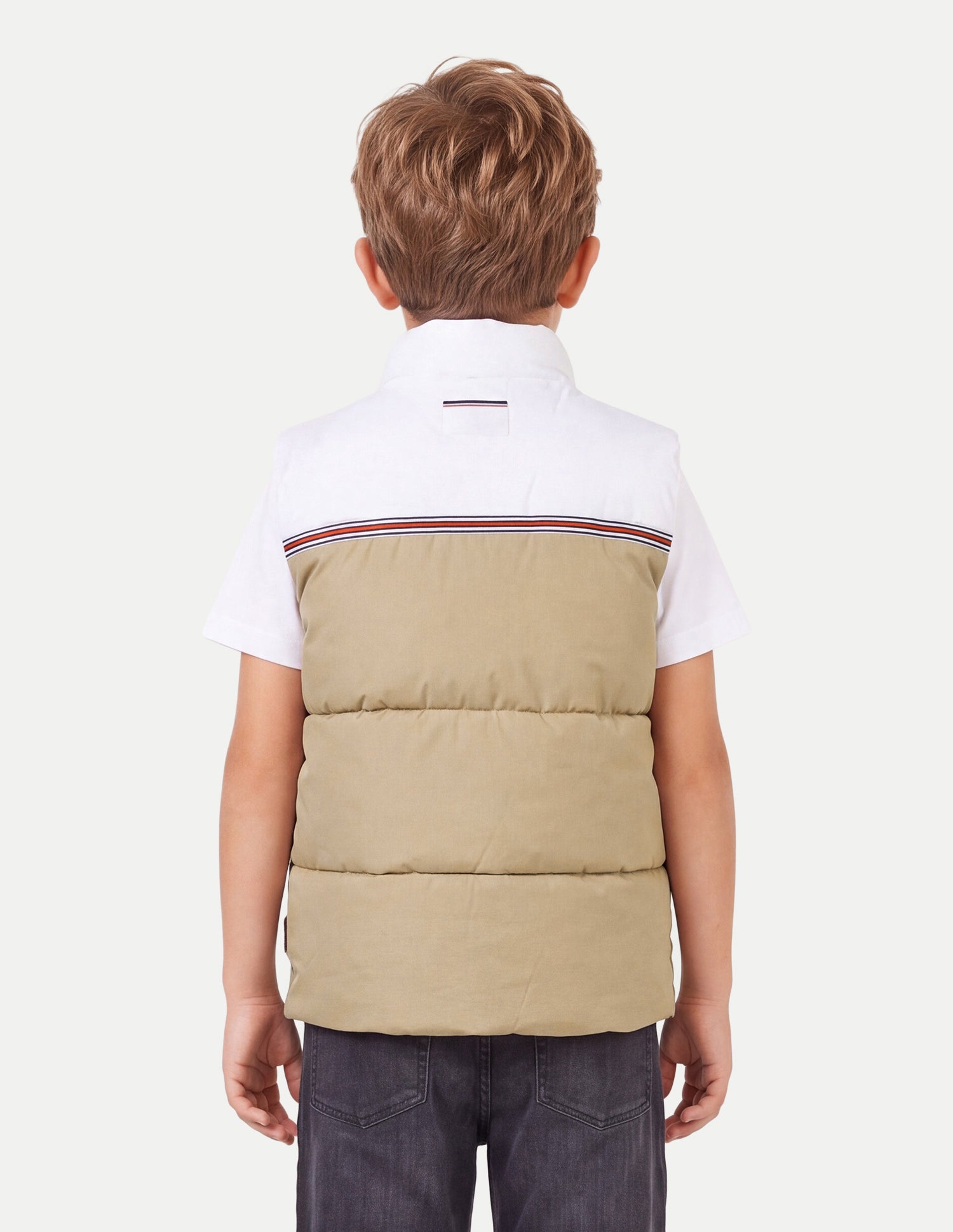 Colourblocked Regular Fit Puffer Jacket Beige - U.S. Polo Assn. India | Large