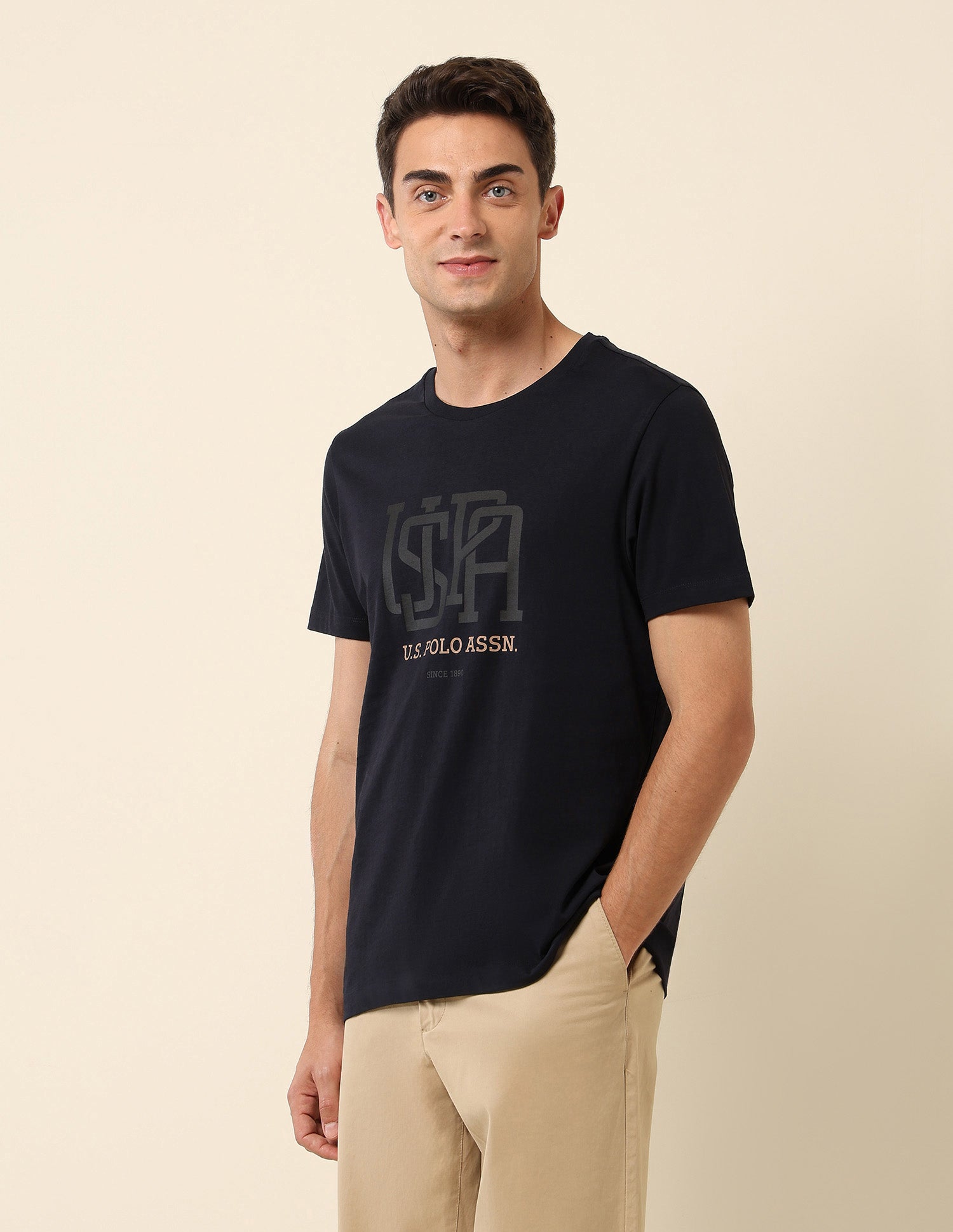 Pure Cotton Slim Fit T- Shirt Navy - U.S. Polo Assn. India | Large