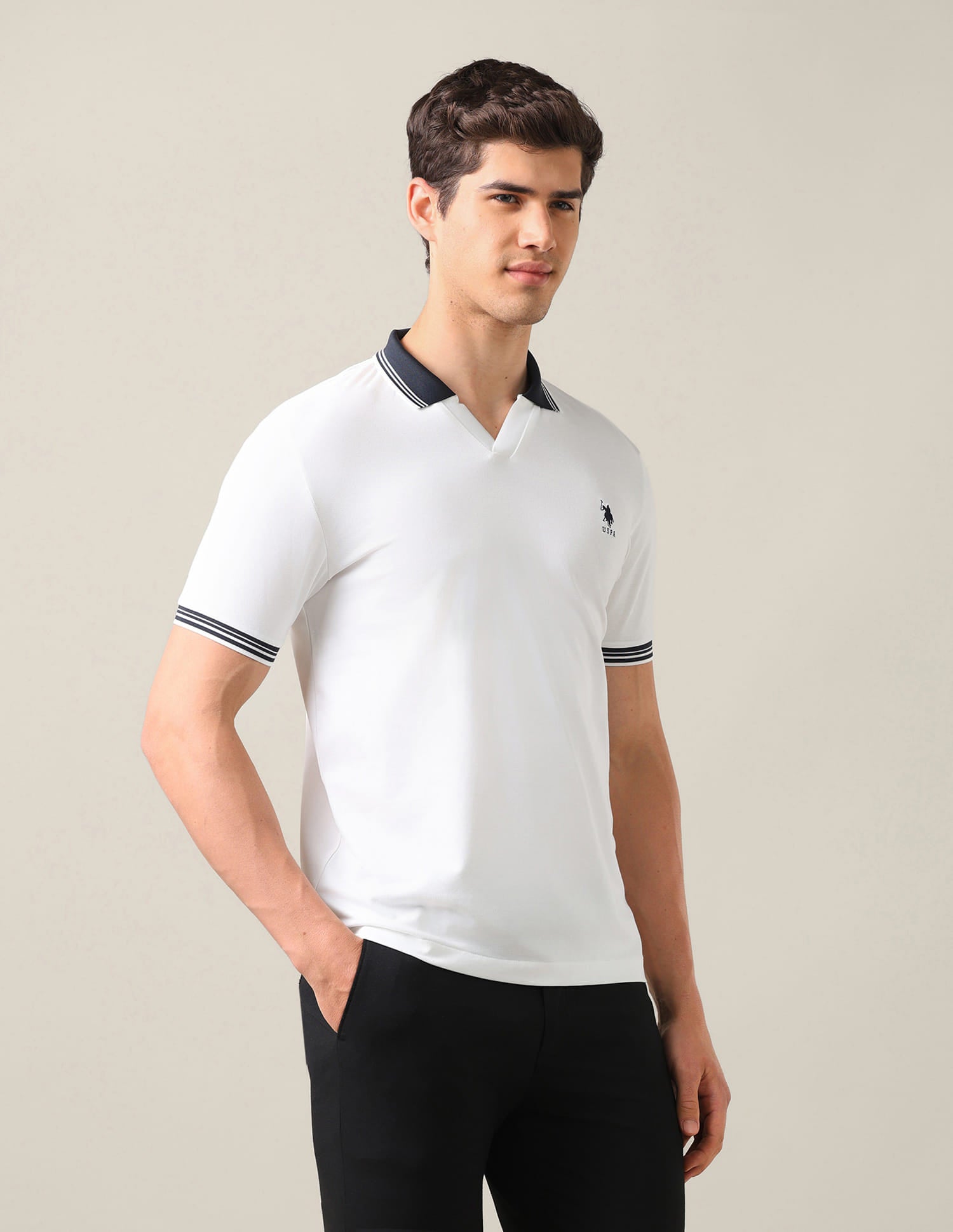 Solid Slim Fit Polo Shirt White - U.S. Polo Assn. India | Large