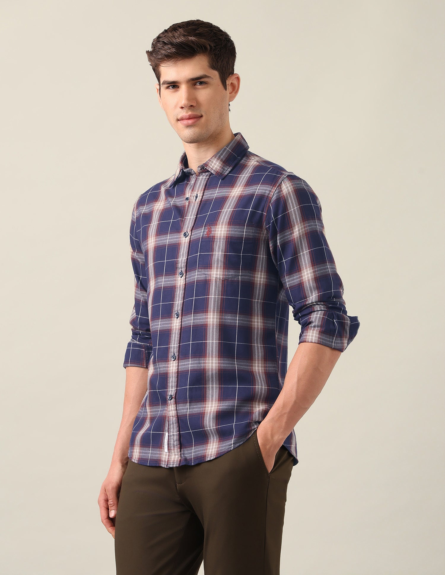 Tartan Checked Twill Shirt Navy - U.S. Polo Assn. India | Large