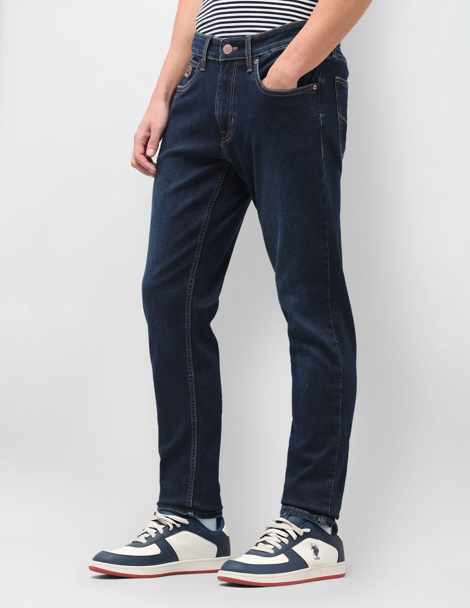 Solid Slim Fit Jeans Blue - U.S. Polo Assn. India | Large