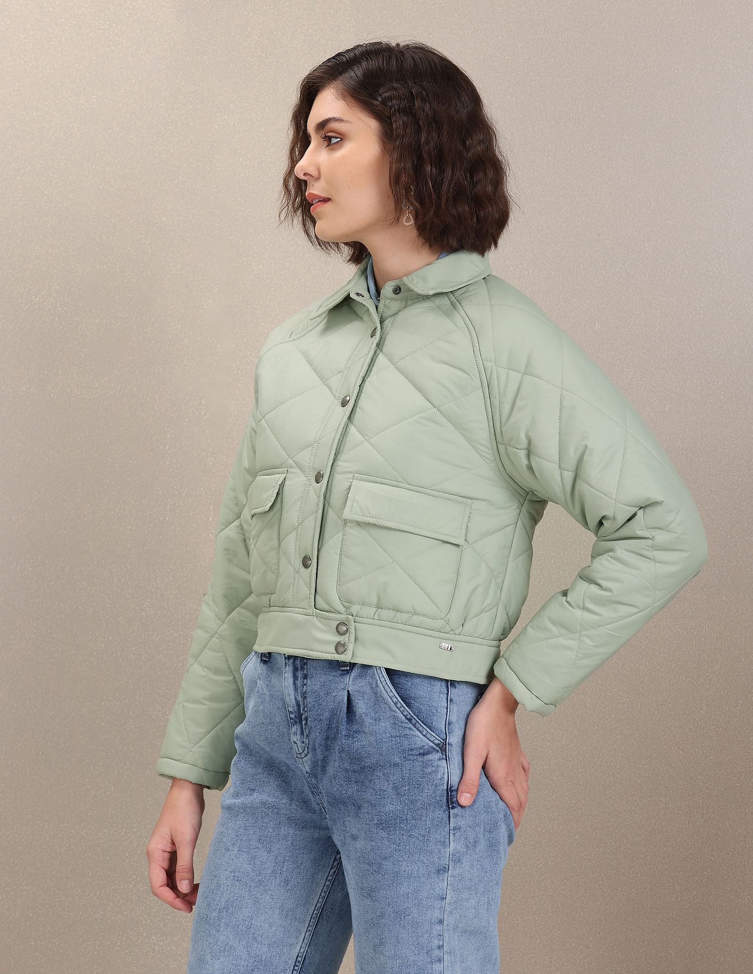 Solid Quilted Jacket Light Green - U.S. POLO ASSN. | Large