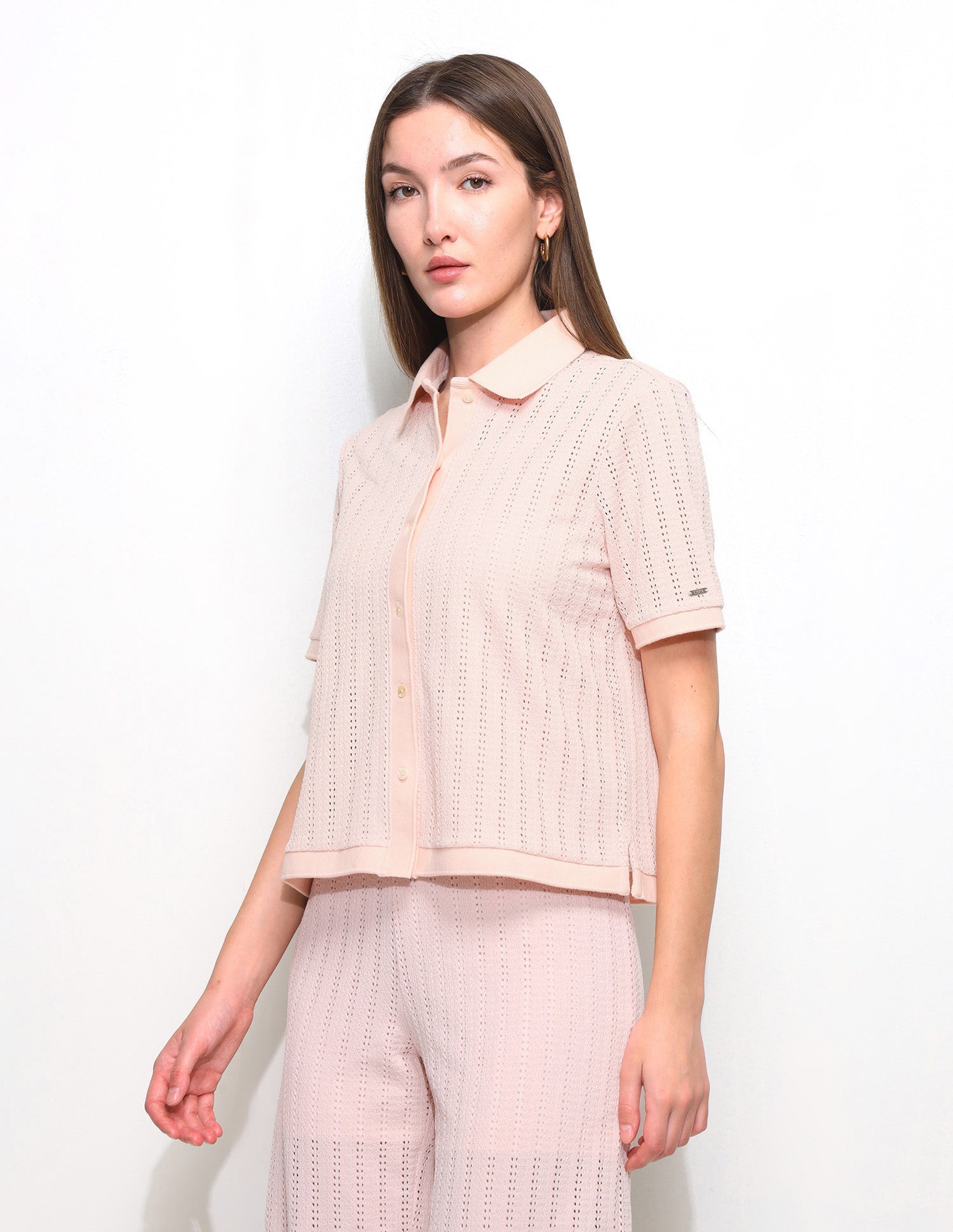 Lace Boxy Fit Polo Shirt Pink - U.S. Polo Assn. India | Large