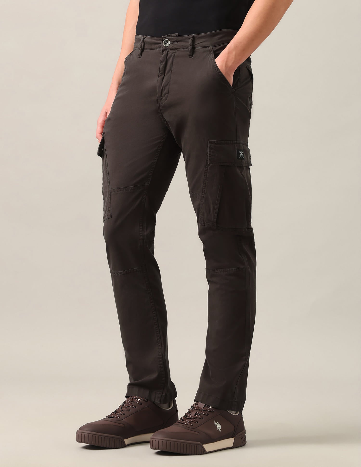 Harold Slim Straight Fit Twill Cargos Brown - U.S. Polo Assn. India | Large