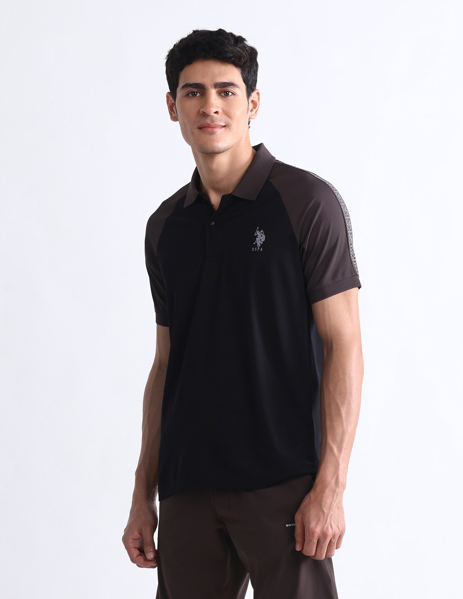 Colourblocked Slim Fit Polo Shirt Black - U.S. Polo Assn. India | Large
