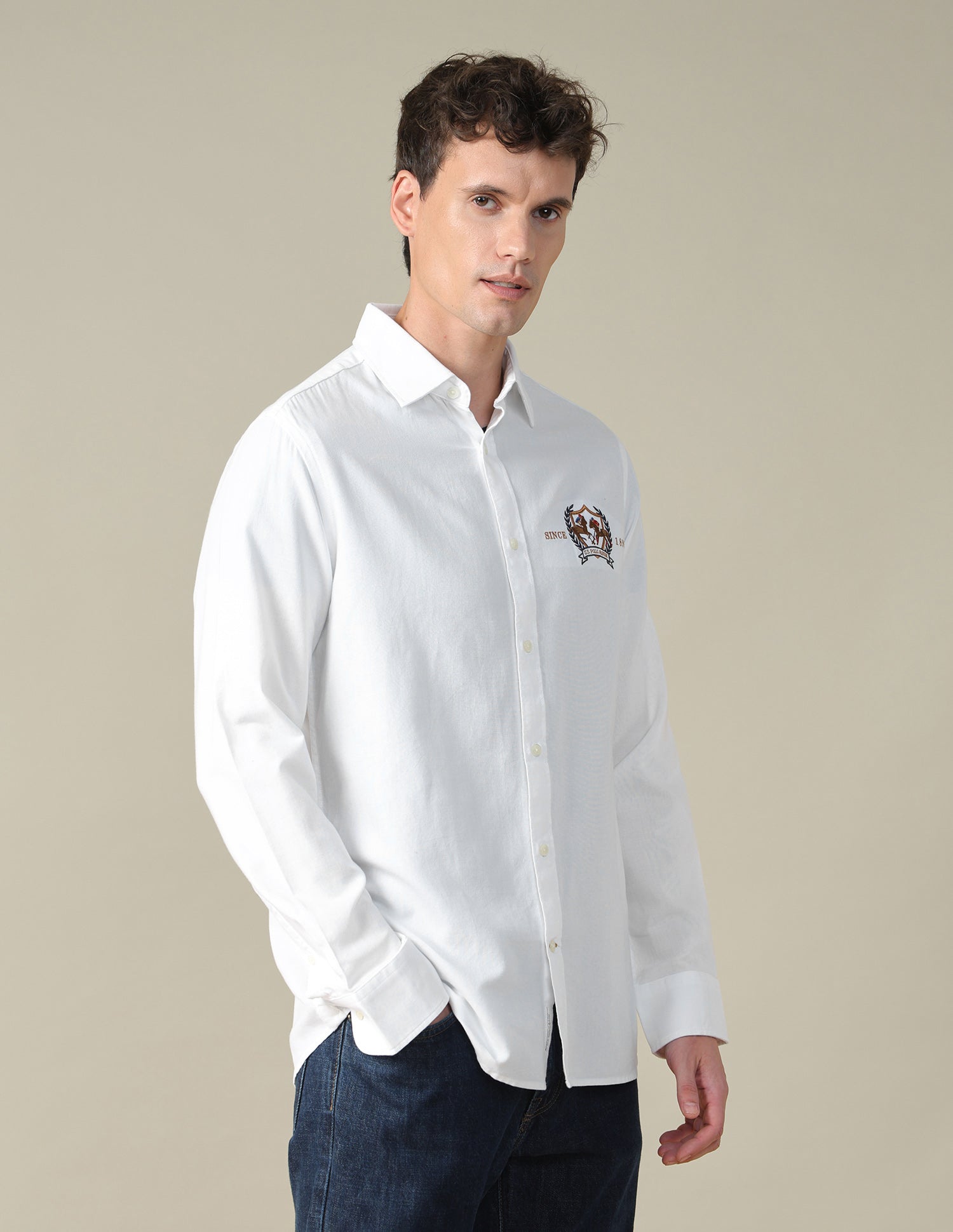 Oxford Tailored Fit Shirt White - U.S. Polo Assn. India | Large