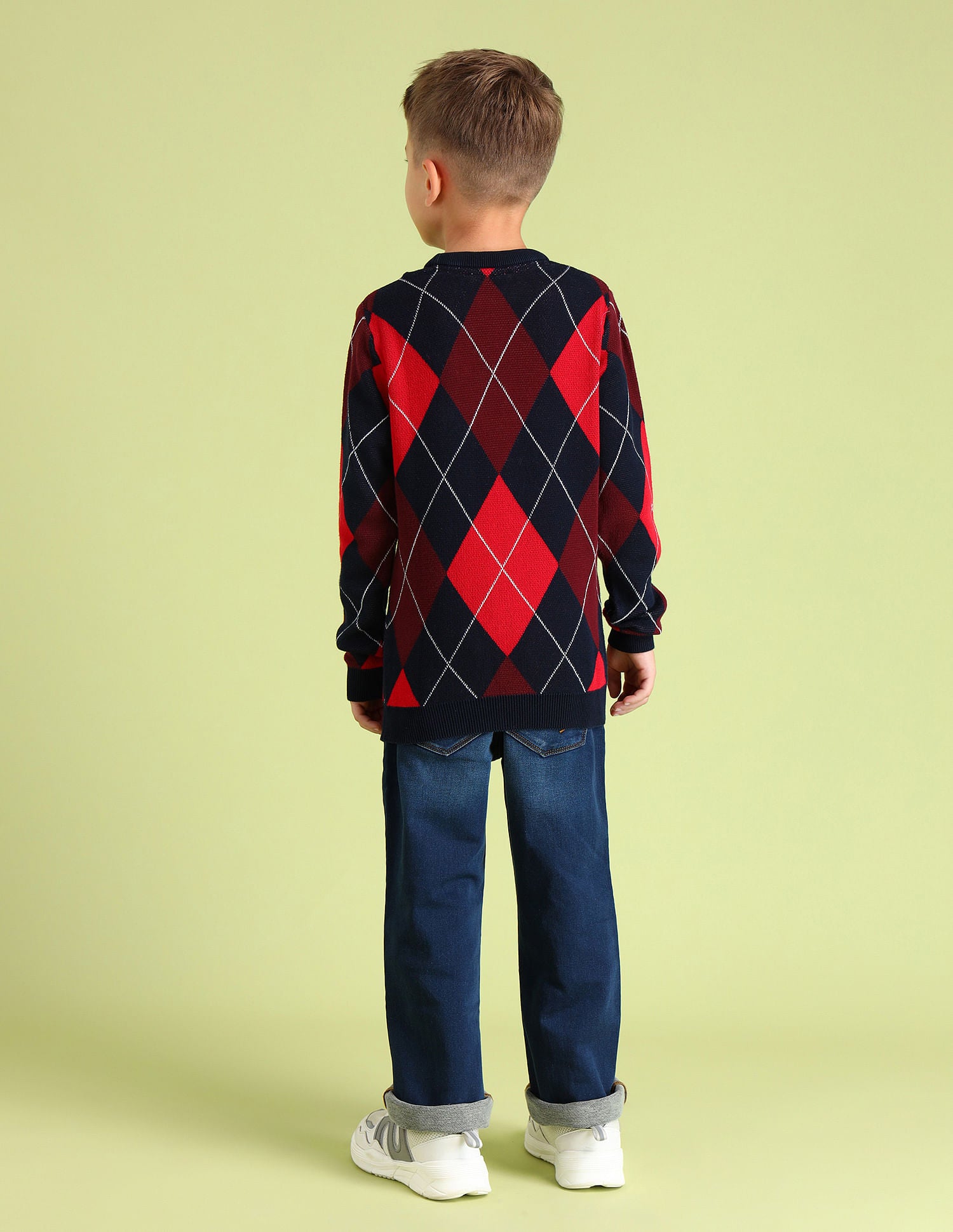 Boys Argyle Cotton Sweater Blue - U.S. POLO ASSN. | Large