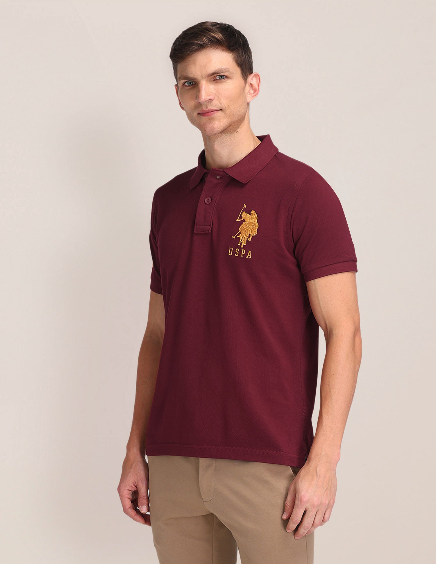 Solid Slim Fit Polo Shirt Maroon - U.S. POLO ASSN. | Large