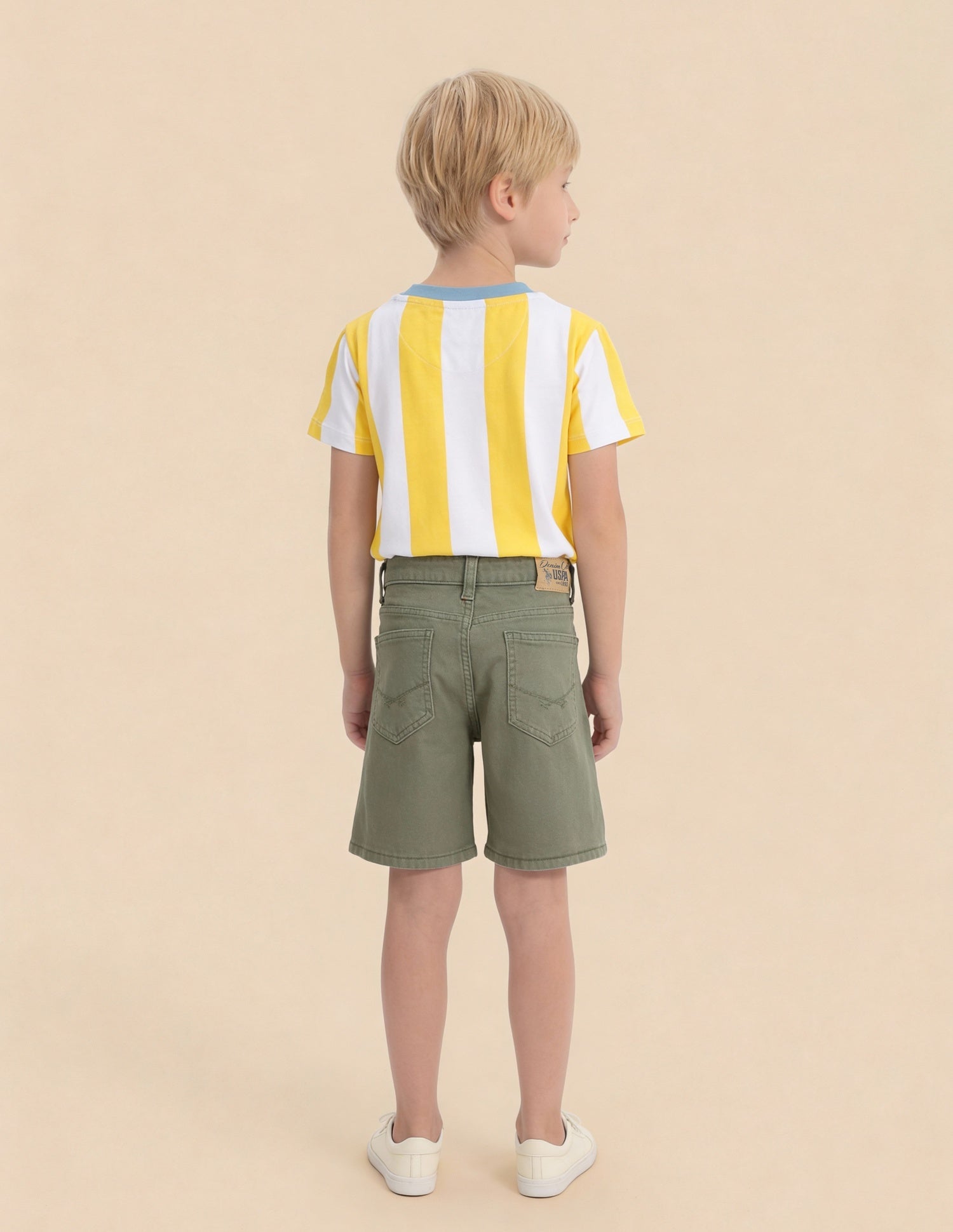 Boys Regular Fit Solid Shorts Olive - U.S. Polo Assn. India | Large