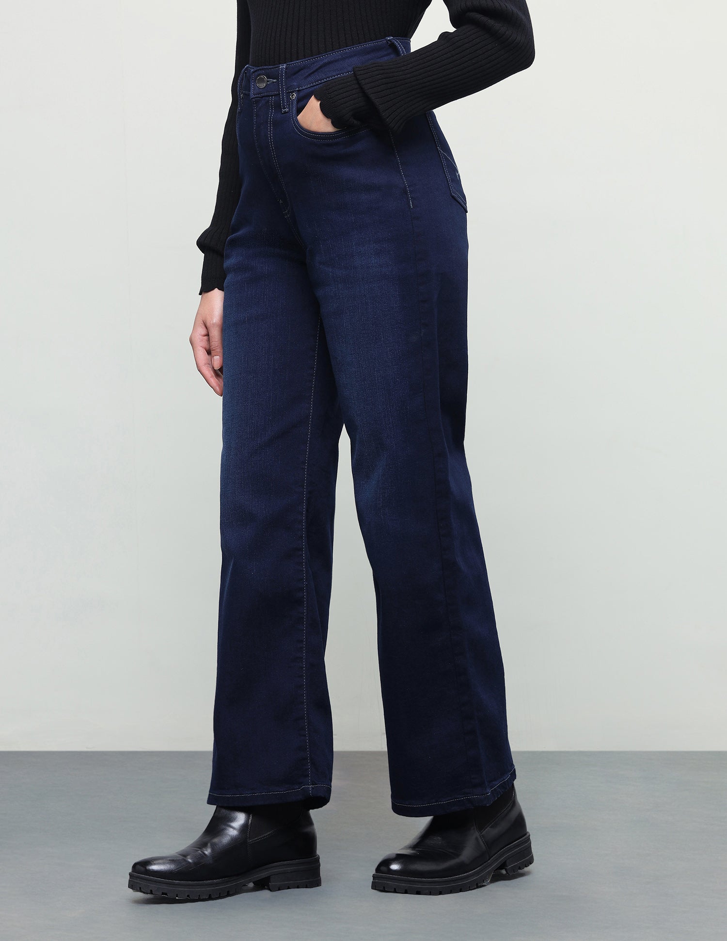 Wide Leg Fit Blue Jeans Dark Blue - U.S. Polo Assn. India | Large