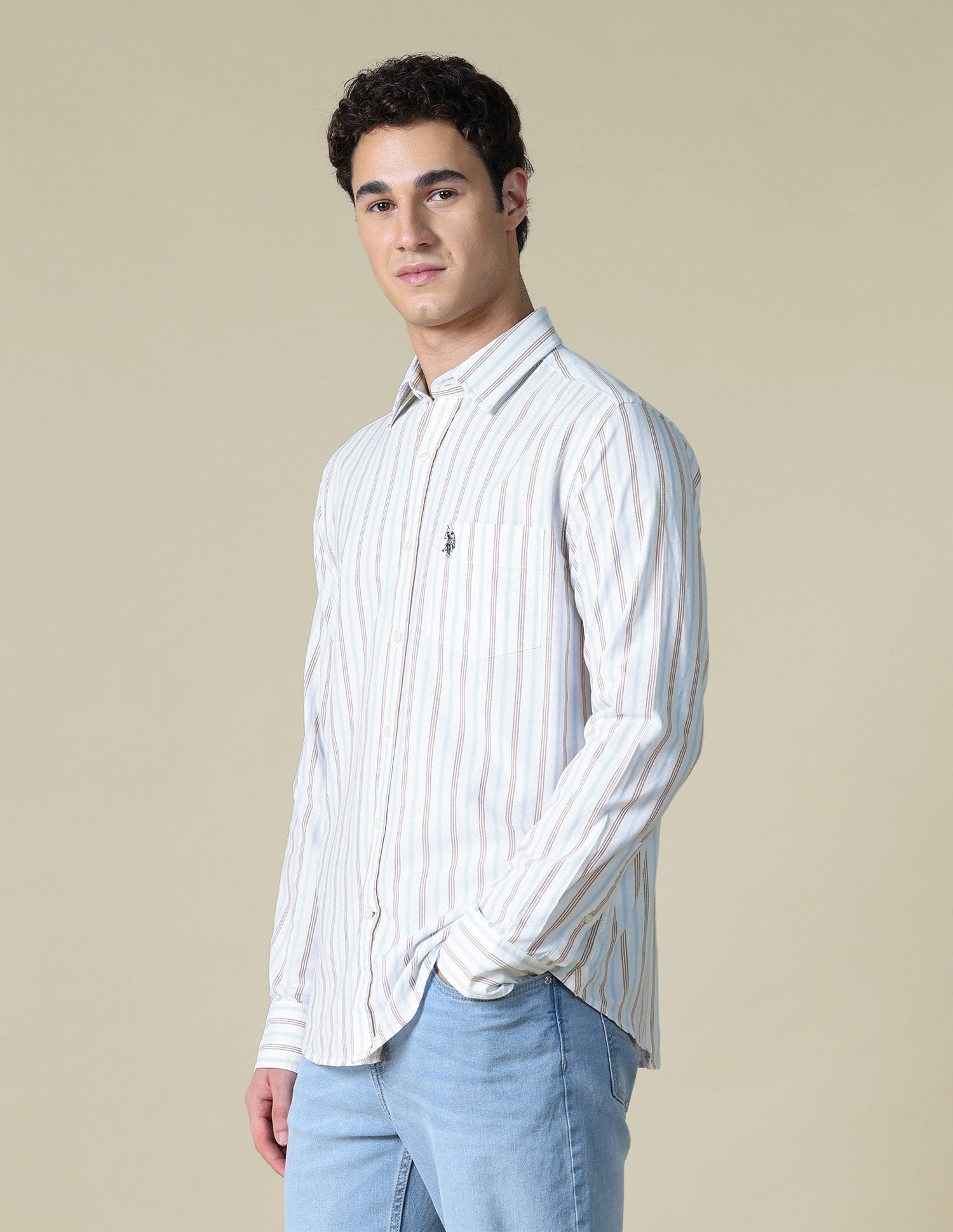 Vertical Striped Oxford Shirt Red - U.S. Polo Assn. India | Large