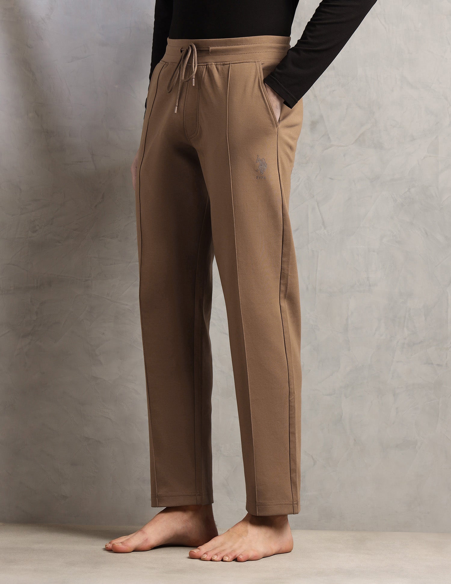 Cotton Stretch Mid Rise PR002-PL Lounge Pants - Pack Of 1 Malt Ball - U.S. Polo Assn. India | Large