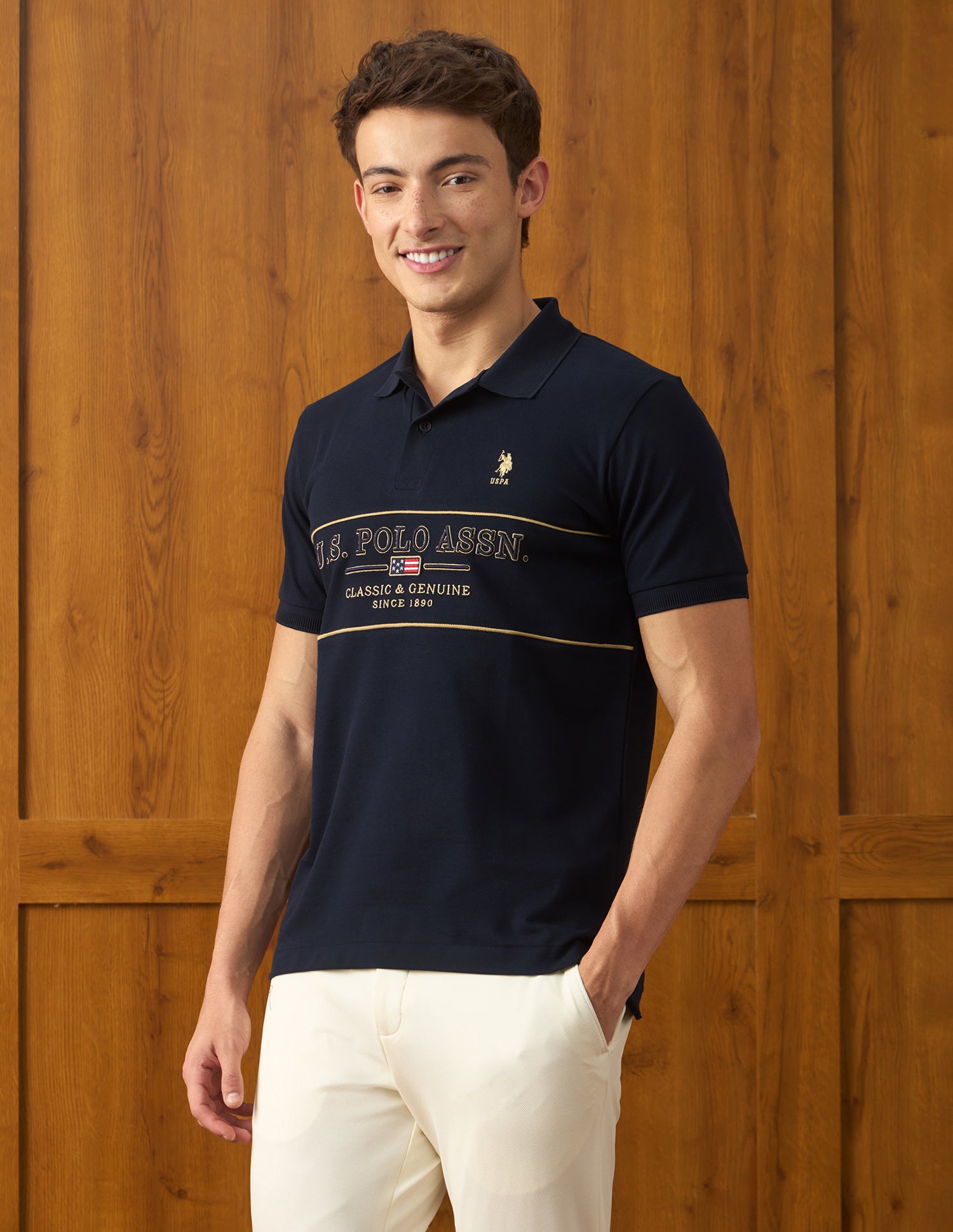 Brand Embroidered Slim Fit Polo Shirt Navy - U.S. Polo Assn. India | Large