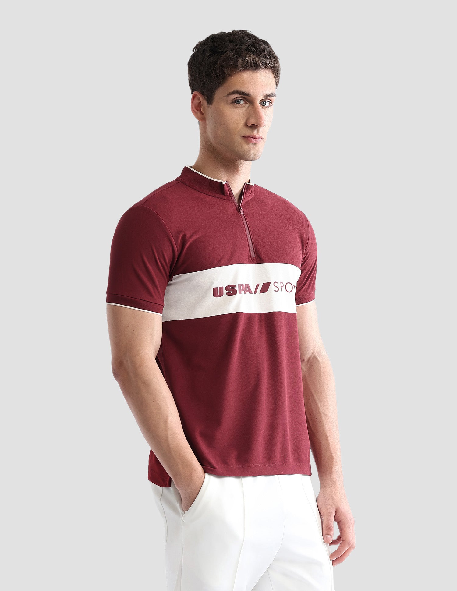 Brand Embossed Regular Fit Active Polo Shirt Maroon - U.S. POLO ASSN. | Large