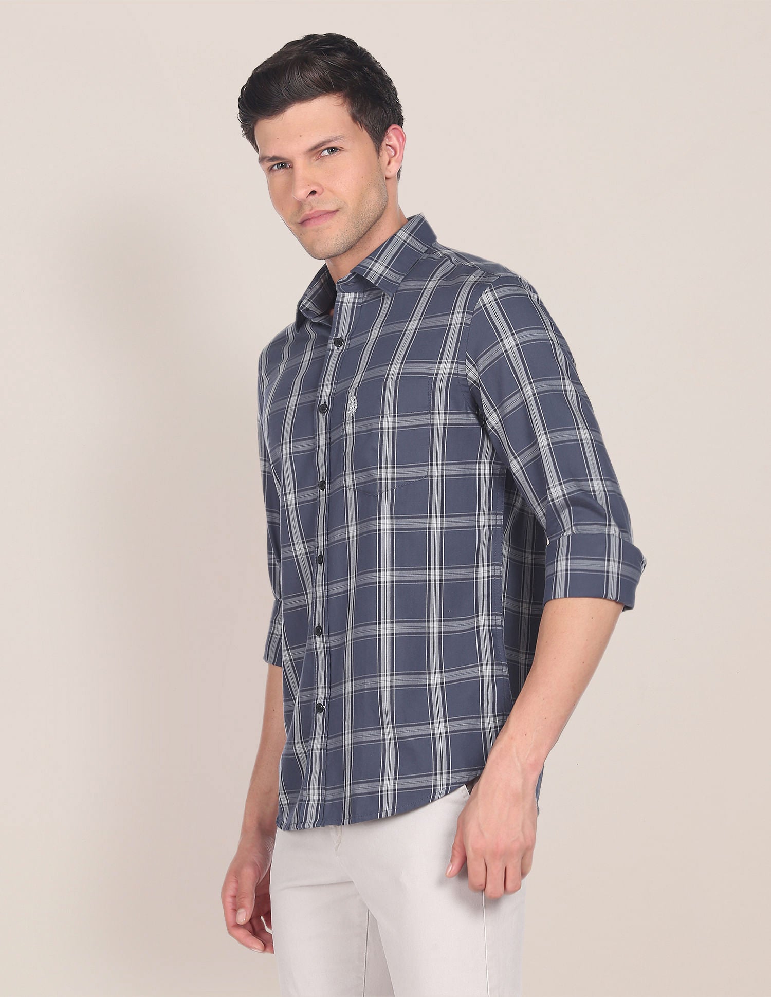 Tartan Check Twill Casual Shirt Dark Grey - U.S. Polo Assn. India | Large