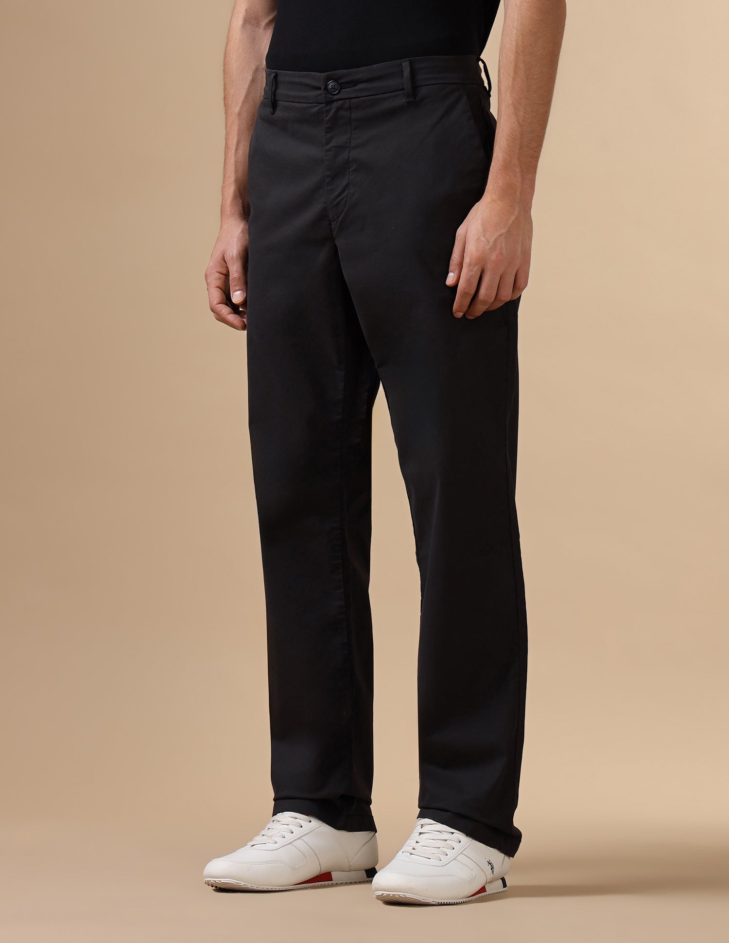 Mid Rise Twill Trousers Black - U.S. Polo Assn. India | Large