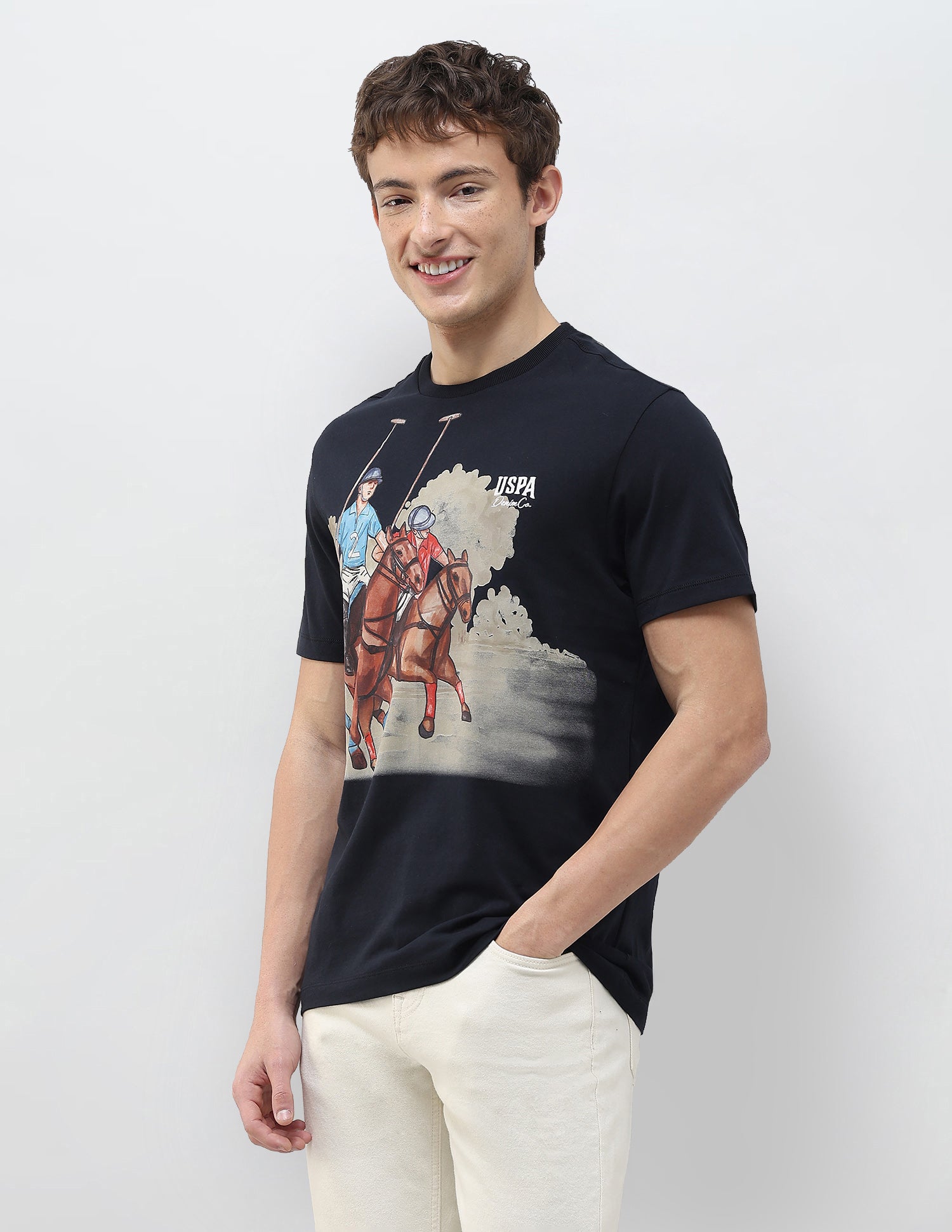 Graphic Brand Printed Slim Fit T-Shirt Navy - U.S. Polo Assn. India | Large