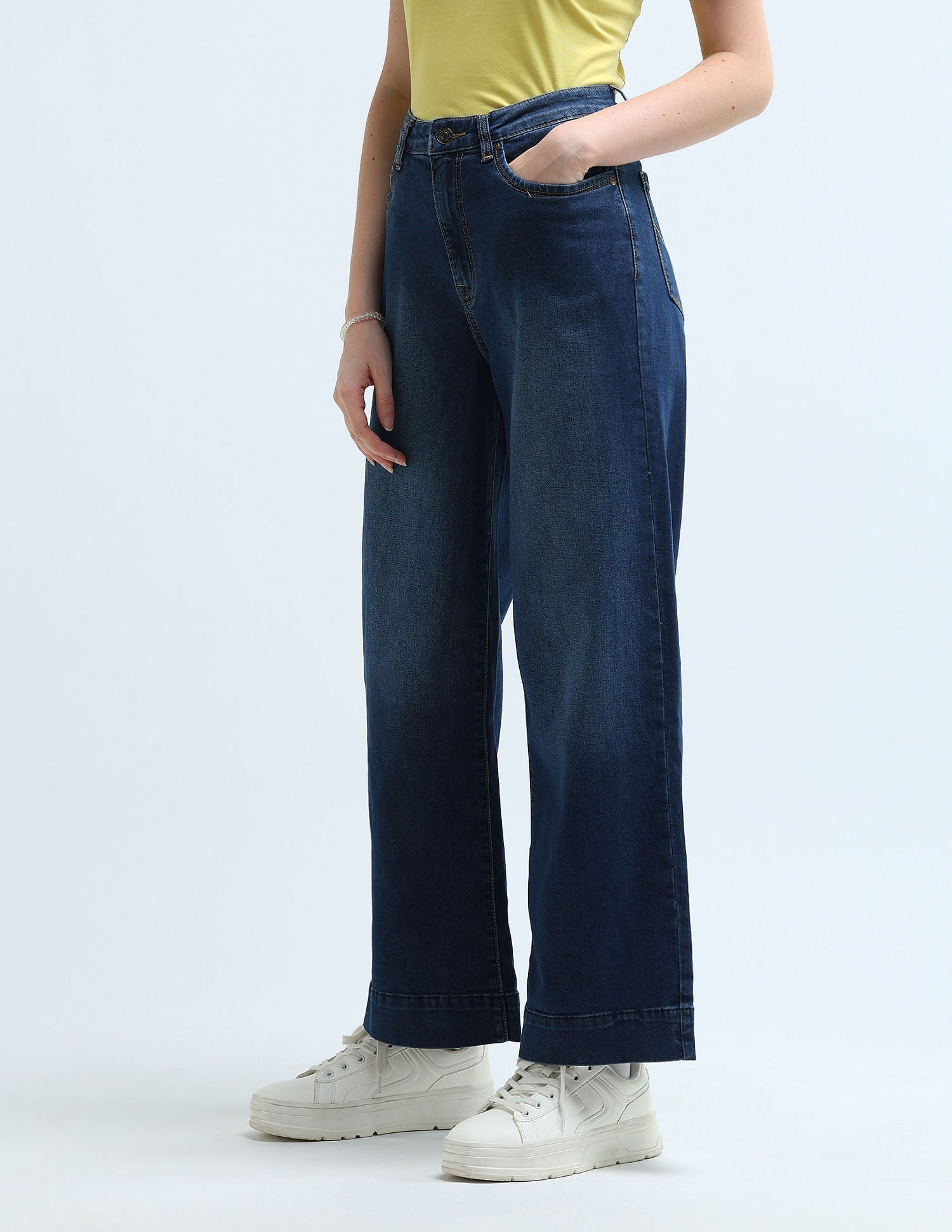 High Rise Wide Leg Jeans Dark Blue - U.S. Polo Assn. India | Large