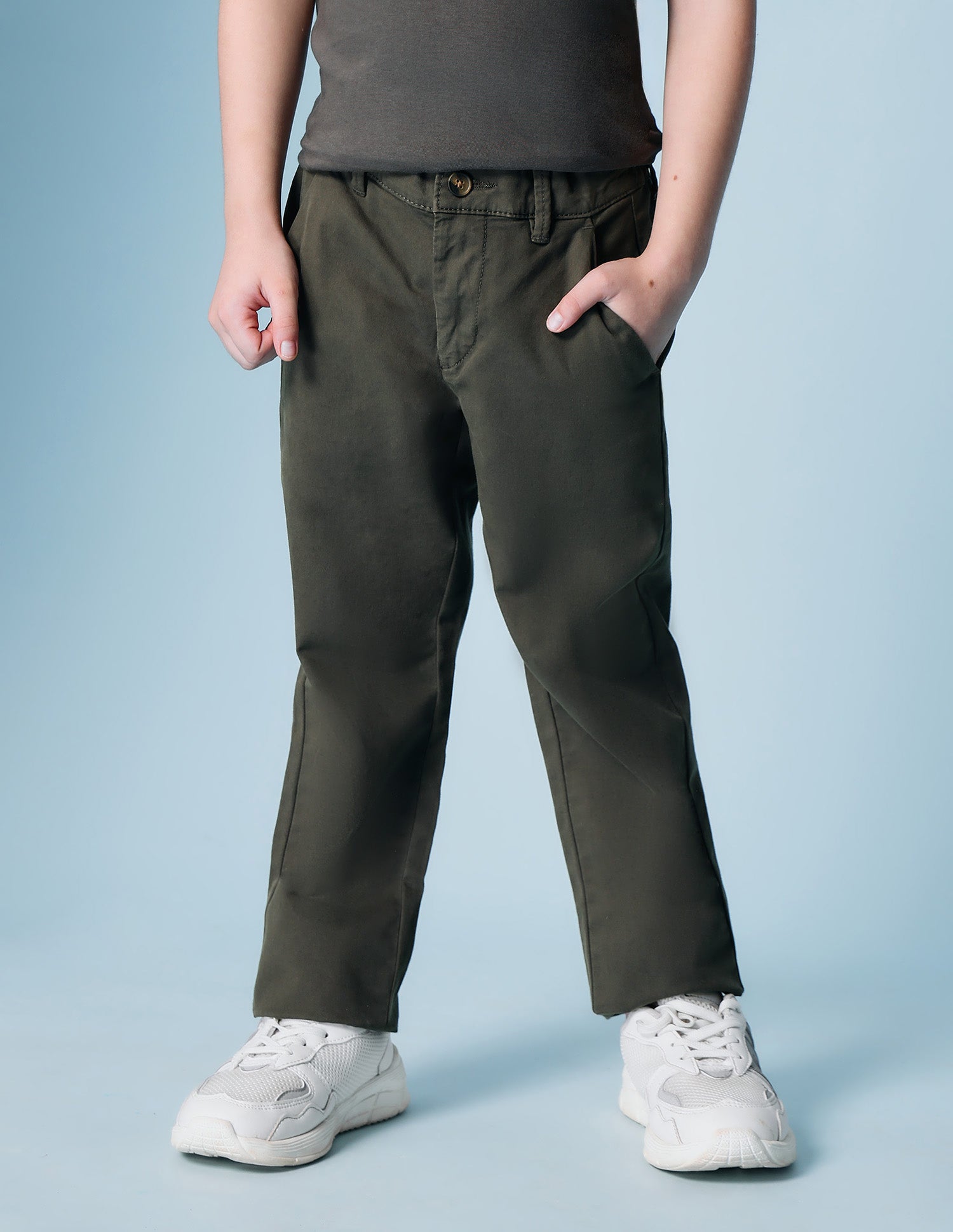 Boys Pure Cotton Twill Trousers Dark Olive - U.S. POLO ASSN. | Large