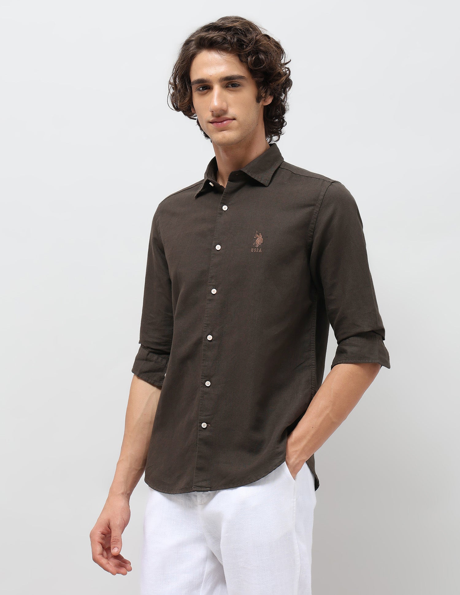 Solid Regular Fit Shirt Choco - U.S. POLO ASSN. | Large