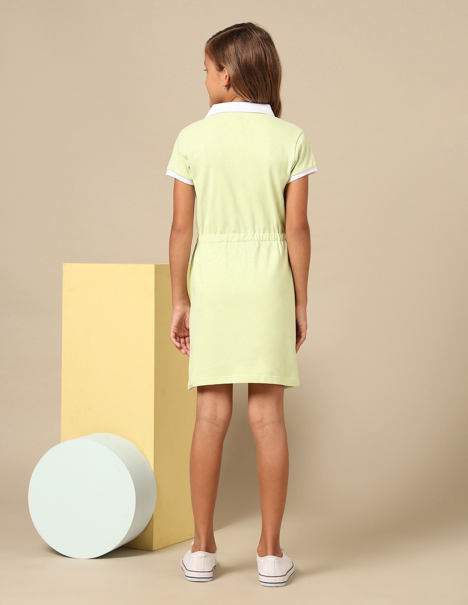 Girls Solid Skater Dress Light Green - U.S. POLO ASSN. | Large