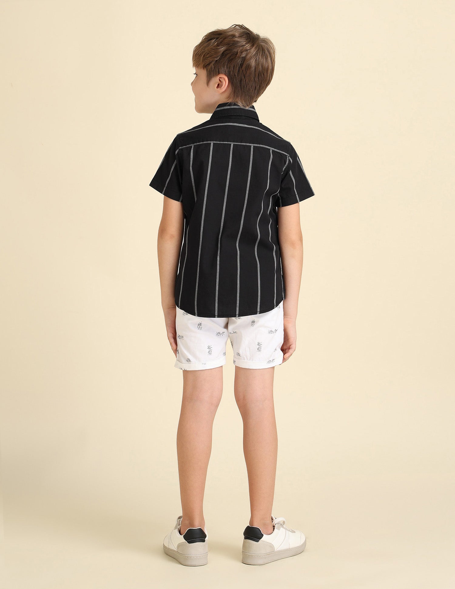 Boys Vertical Striped Regular Fit Shirt Black - U.S. POLO ASSN. | Large