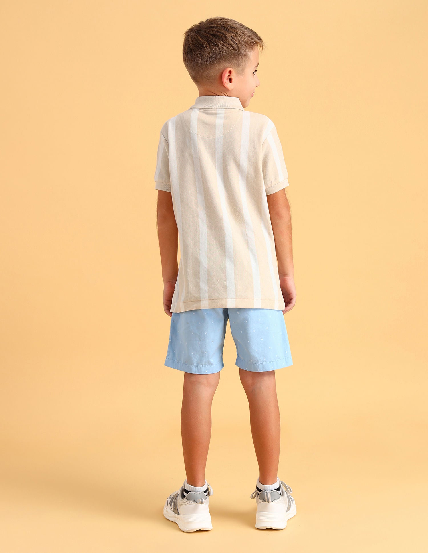 Boys Striped Polo Shirt White and Grey - U.S. Polo Assn. India | Large