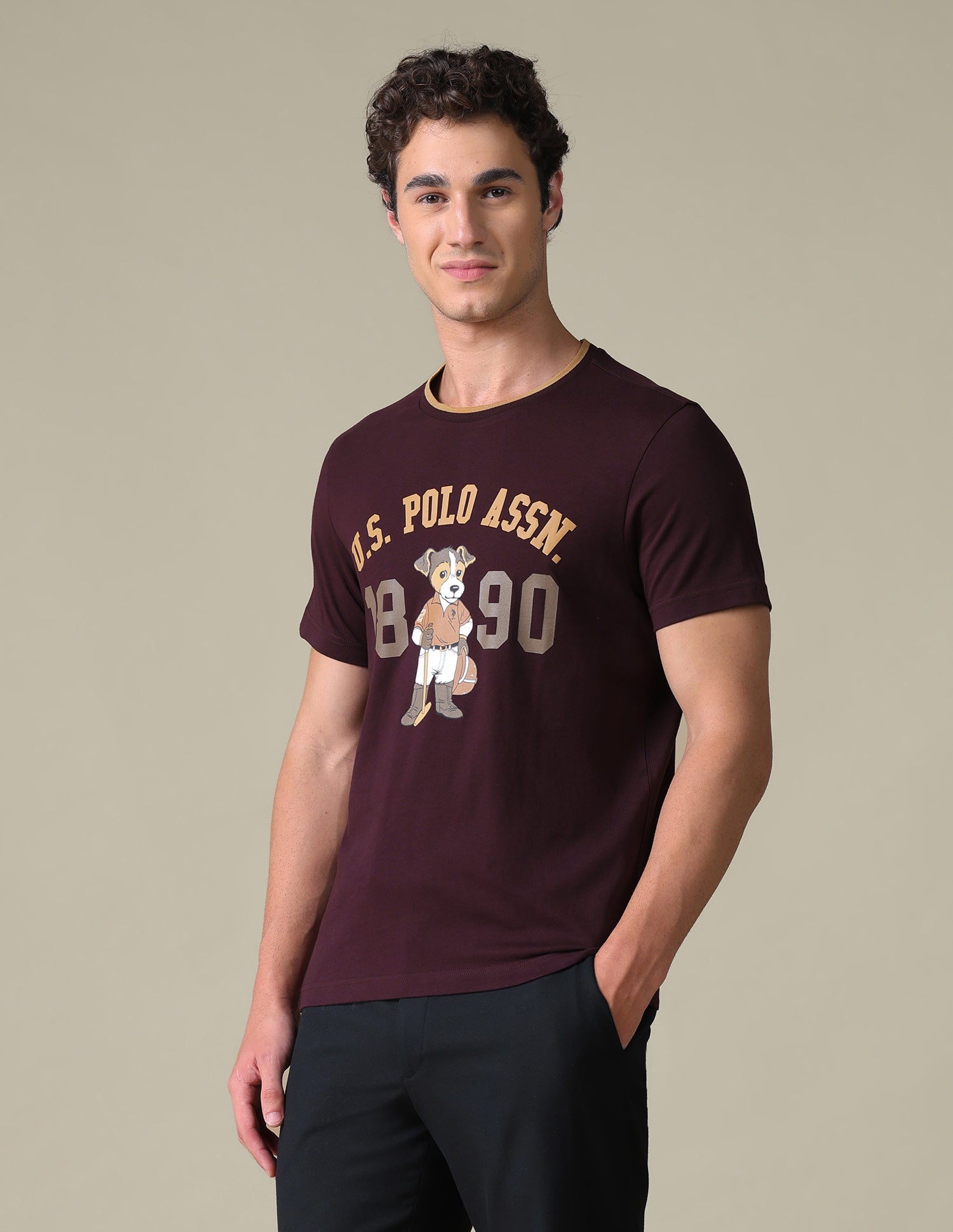 Typographic Slim Fit T-Shirt Purple - U.S. Polo Assn. India | Large