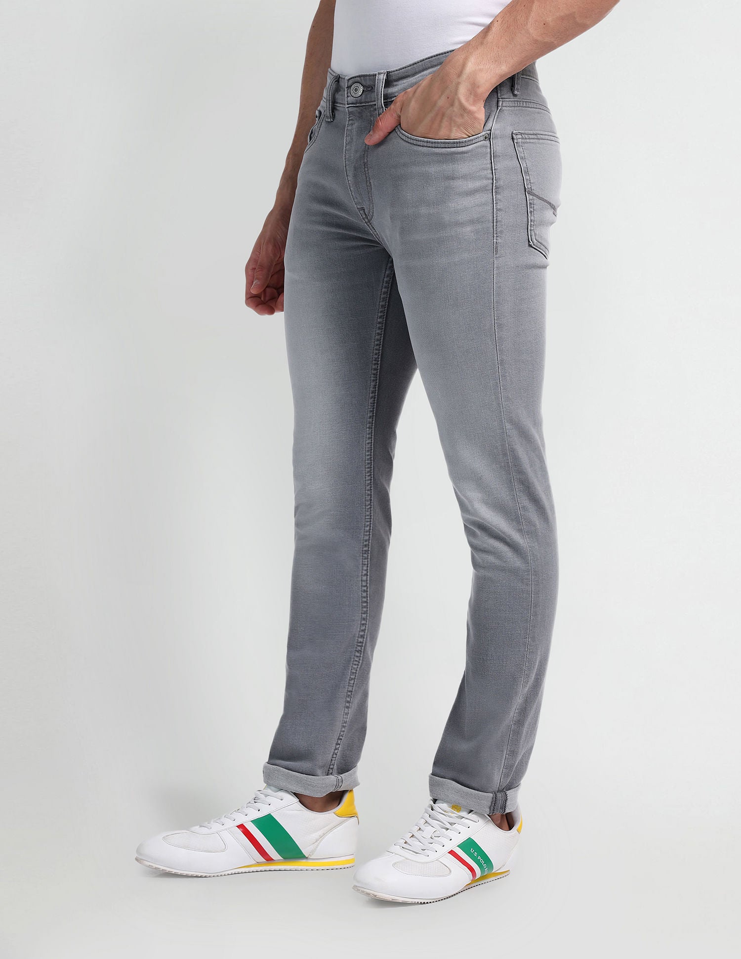 Regallo Skinny Fit Grey Jeans Grey - U.S. Polo Assn. India | Large
