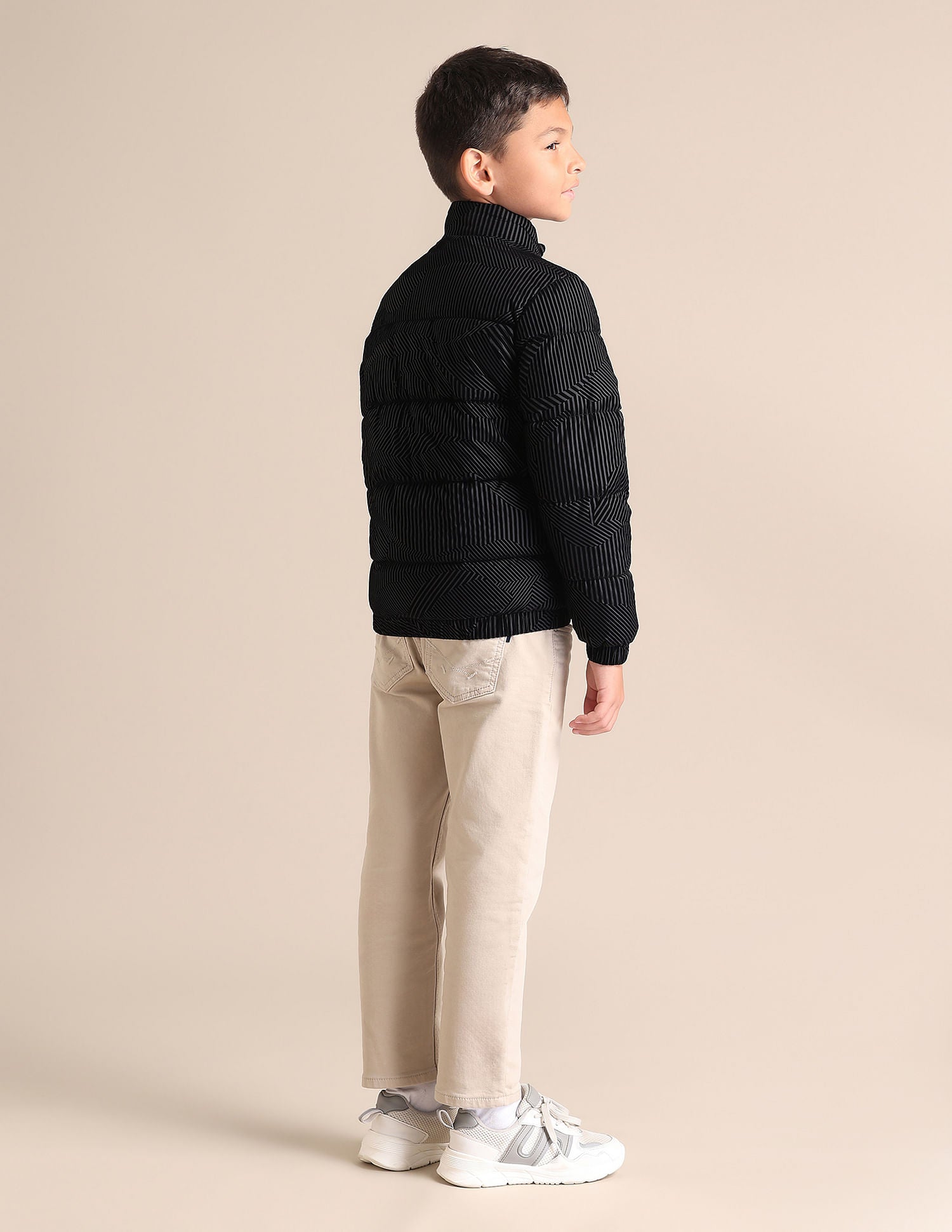 Boys Printed Stand Collar Jacket Black - U.S. POLO ASSN. | Large