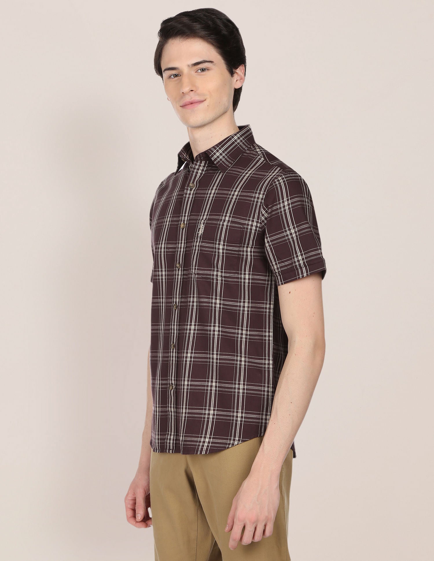Plaid Check Twill Casual Shirt Brown - U.S. Polo Assn. India | Large