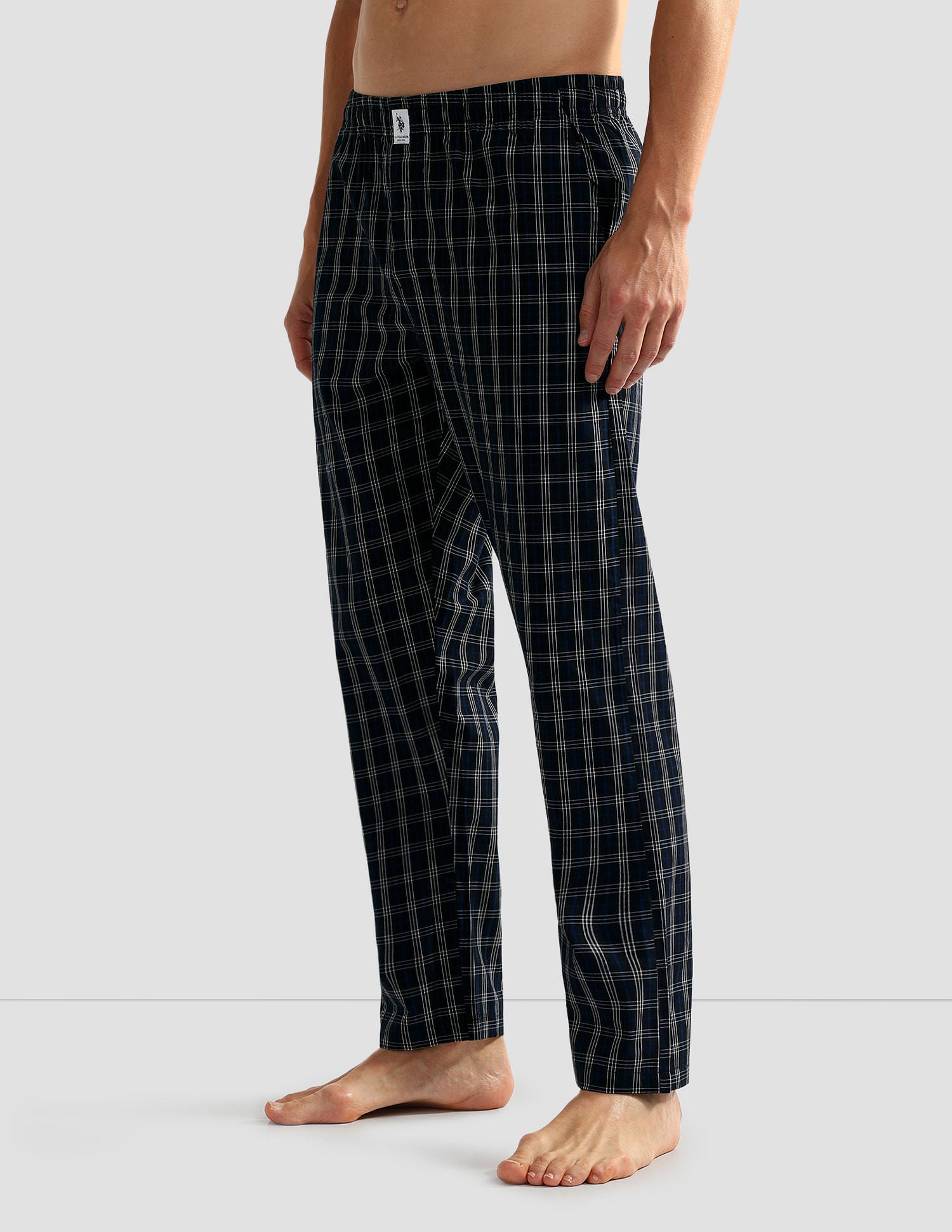 All Over Check OELP5 Lounge Track Pants - Pack Of 1 Black Blue White - U.S. POLO ASSN. | Large