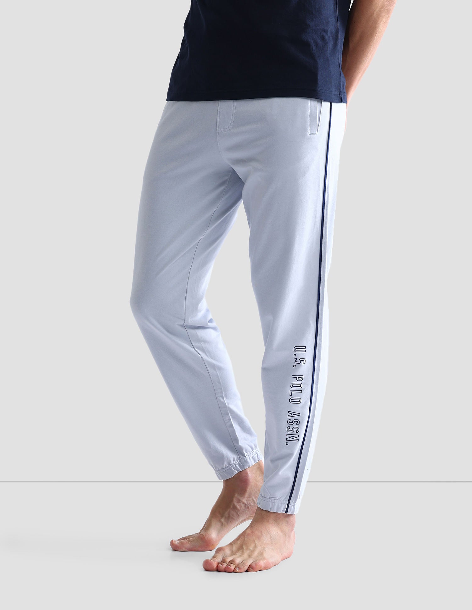 Pure Cotton Solid OJ003 Joggers - Pack Of 1 Light Blue - U.S. POLO ASSN. | Large