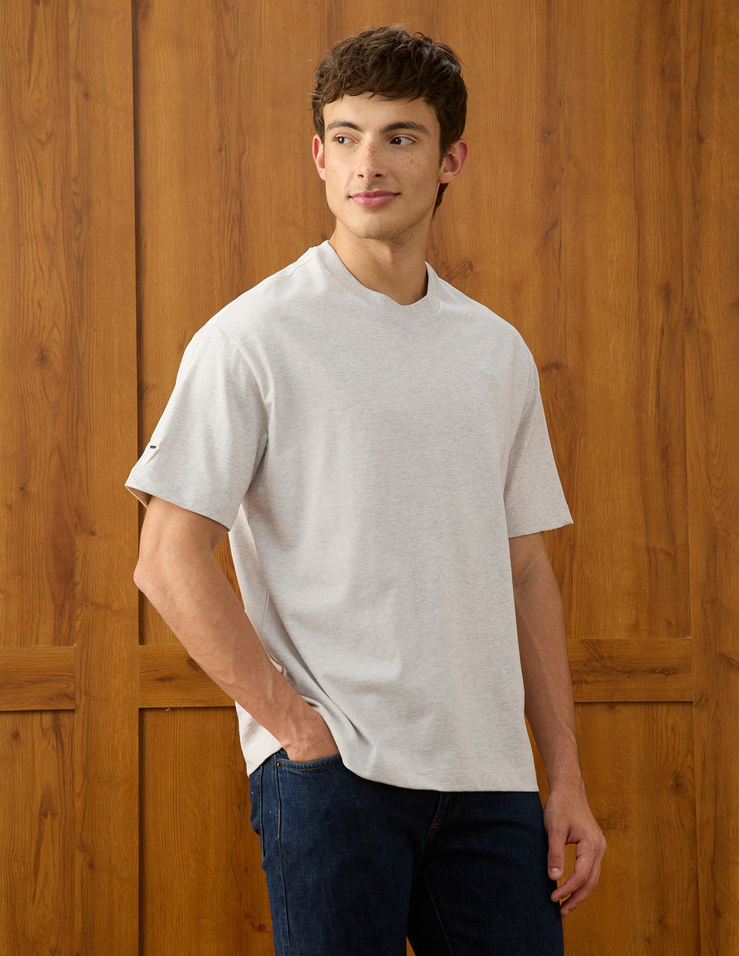 Heathered Relaxed Fit T-Shirt Ecru Melange - U.S. Polo Assn. India | Large