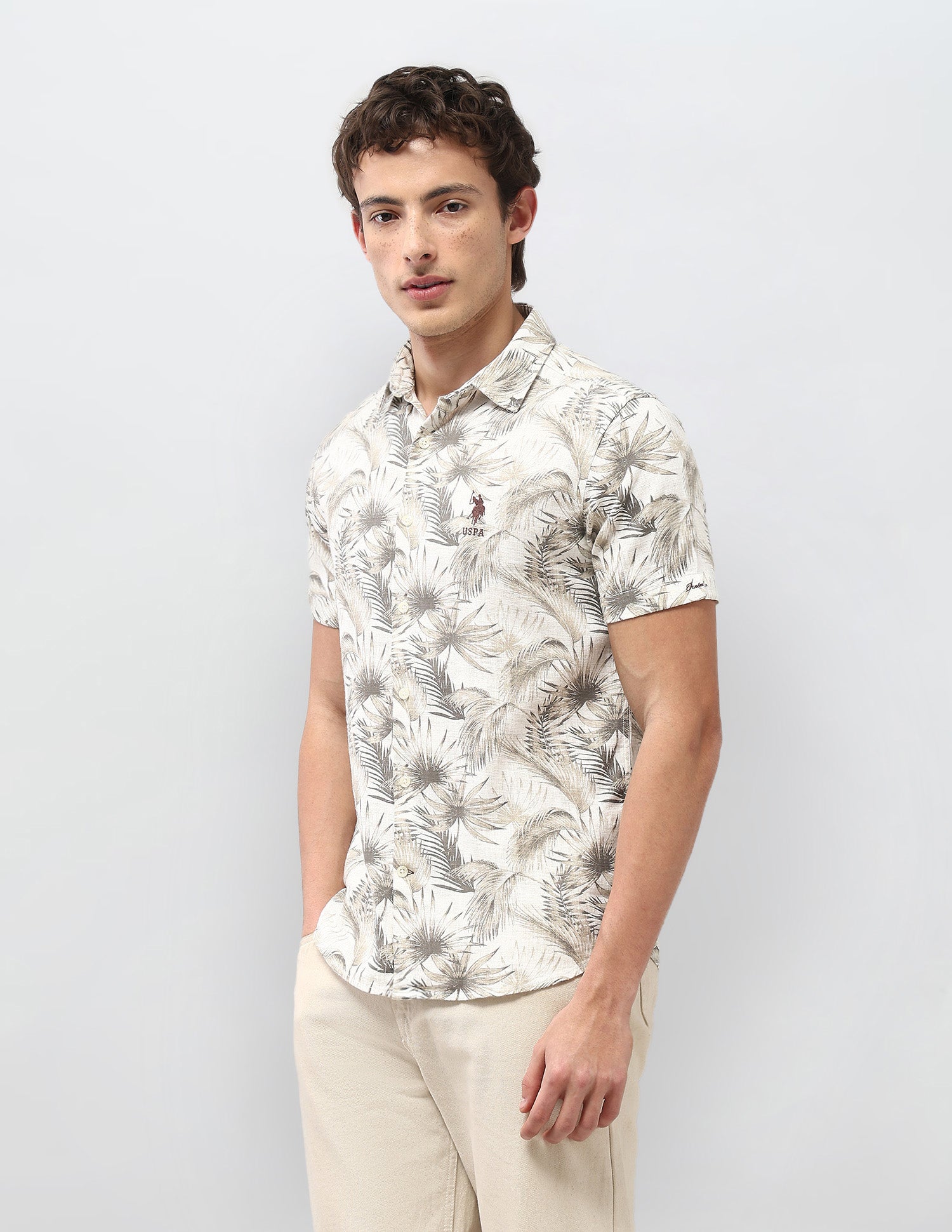 Motel On The Coast Regular Fit Shirt Olive - U.S. Polo Assn. India | Large