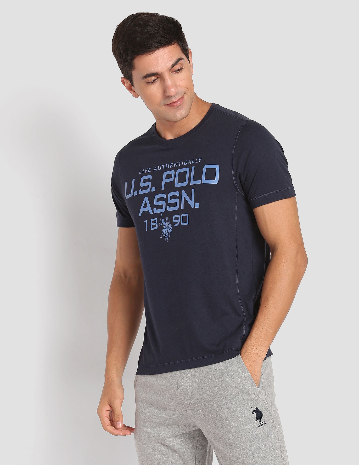Crew Neck Tri Blend I682 Lounge T-Shirt - Pack Of 1 Navy - U.S. POLO ASSN. | Large