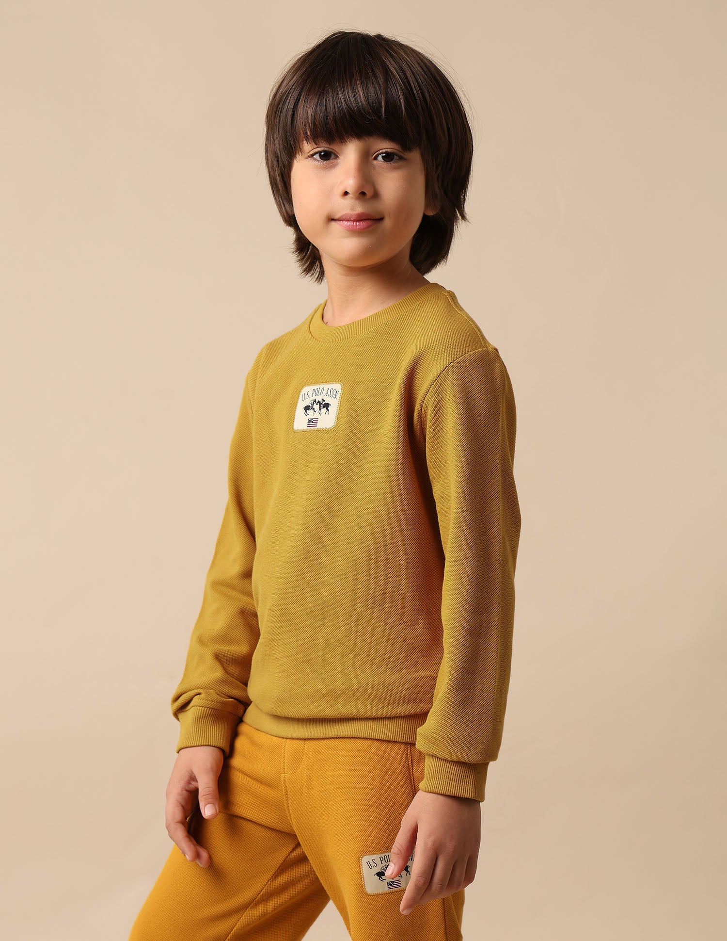 Boys Solid Regular Fit Sweatshirt Yellow - U.S. POLO ASSN. | Large