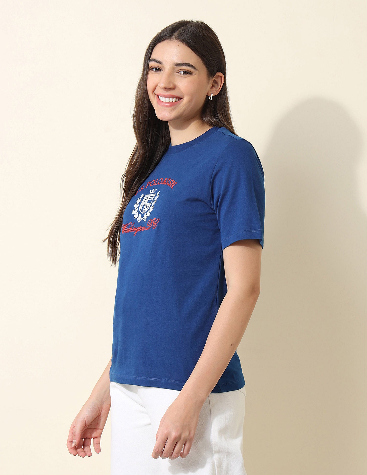 Boxy Fit Brand Embroidered T-Shirt Royal Blue - U.S. POLO ASSN. | Large