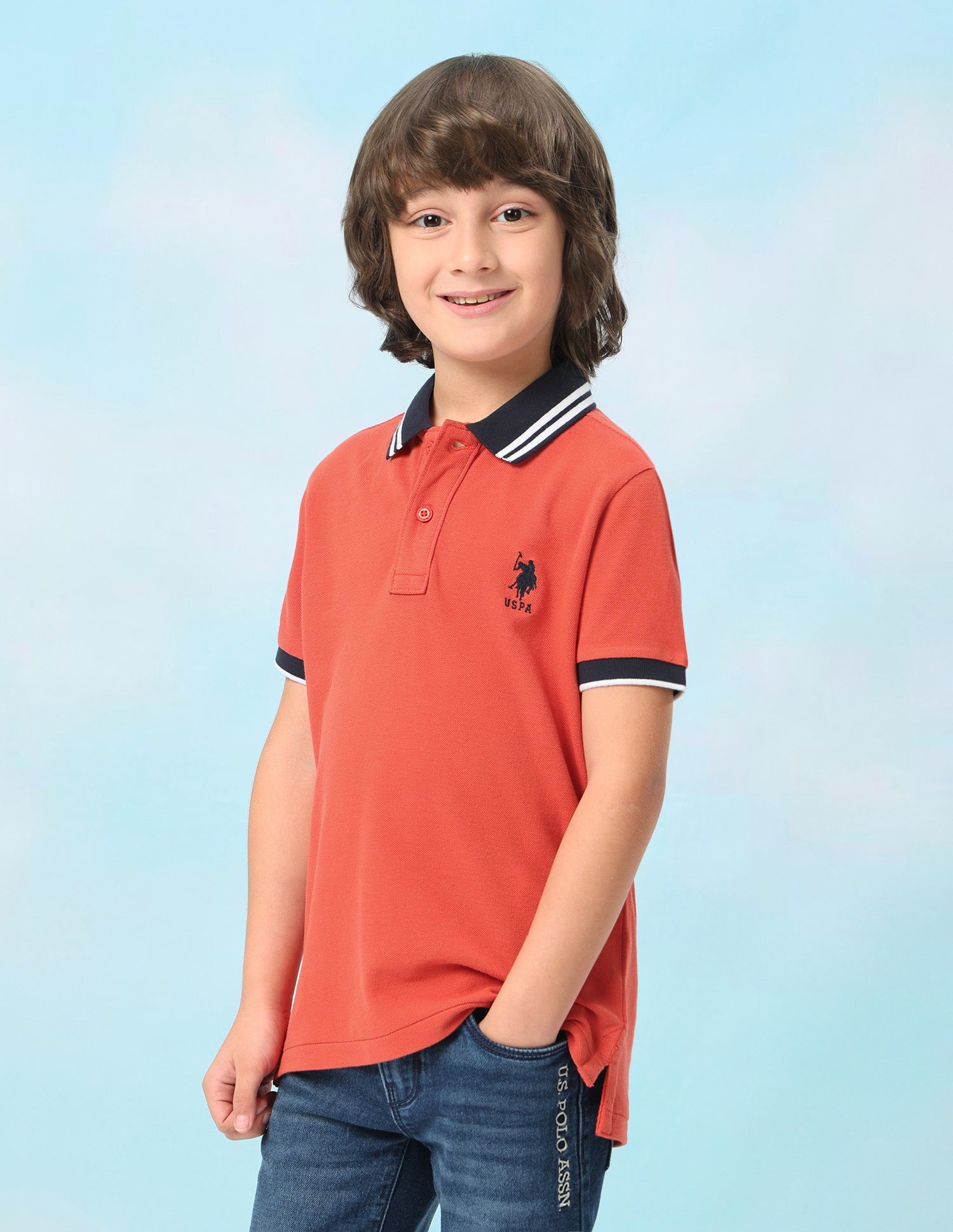Solid Regular Fit Polo Shirt Orange - U.S. Polo Assn. India | Large