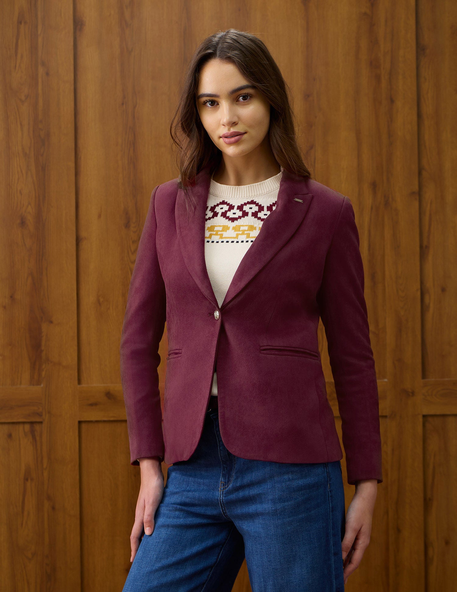 Solid Regular Fit Notch Lapel Blazer Red - U.S. POLO ASSN. | Large