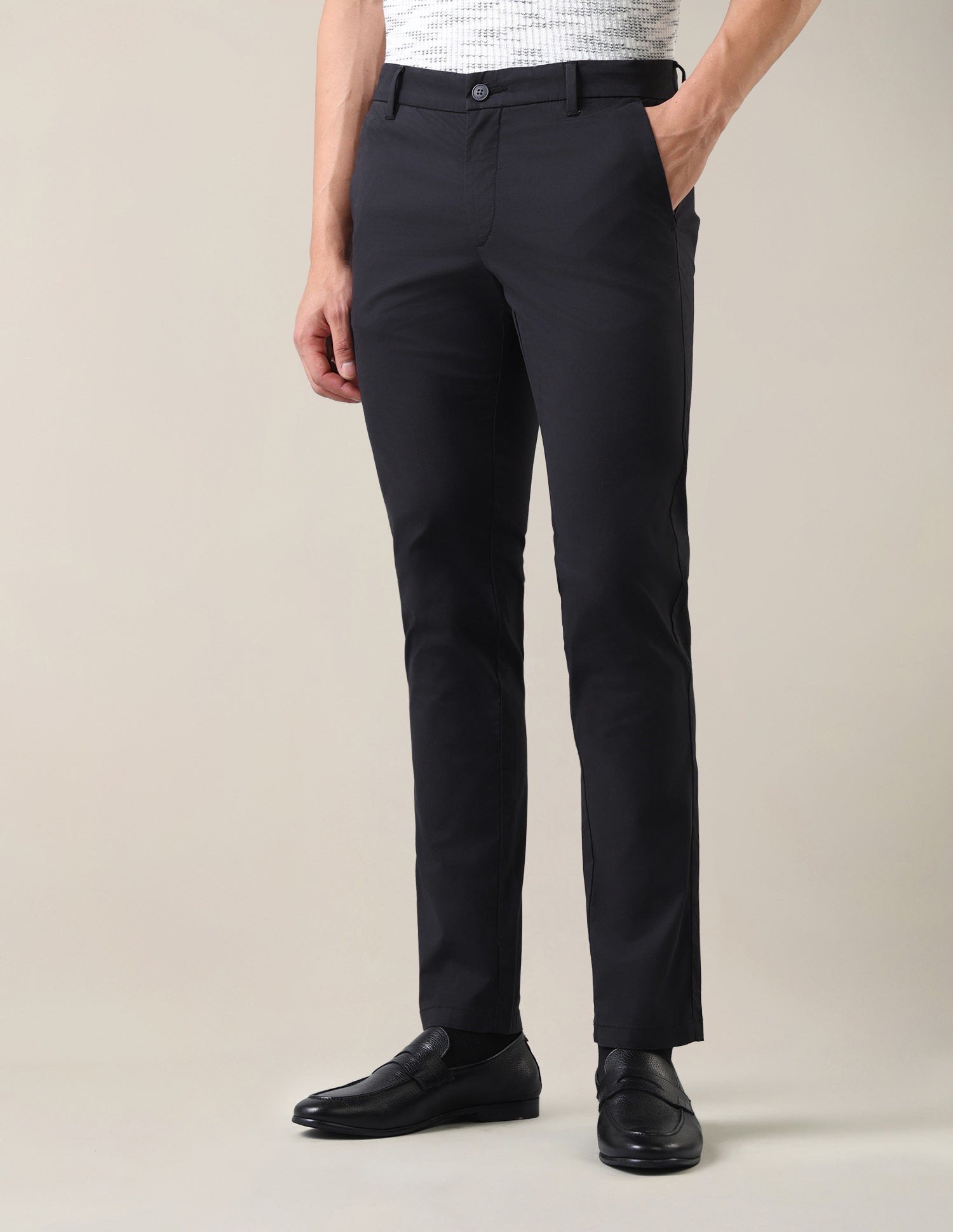 Denver Slim Fit Twill Trousers Black - U.S. Polo Assn. India | Large