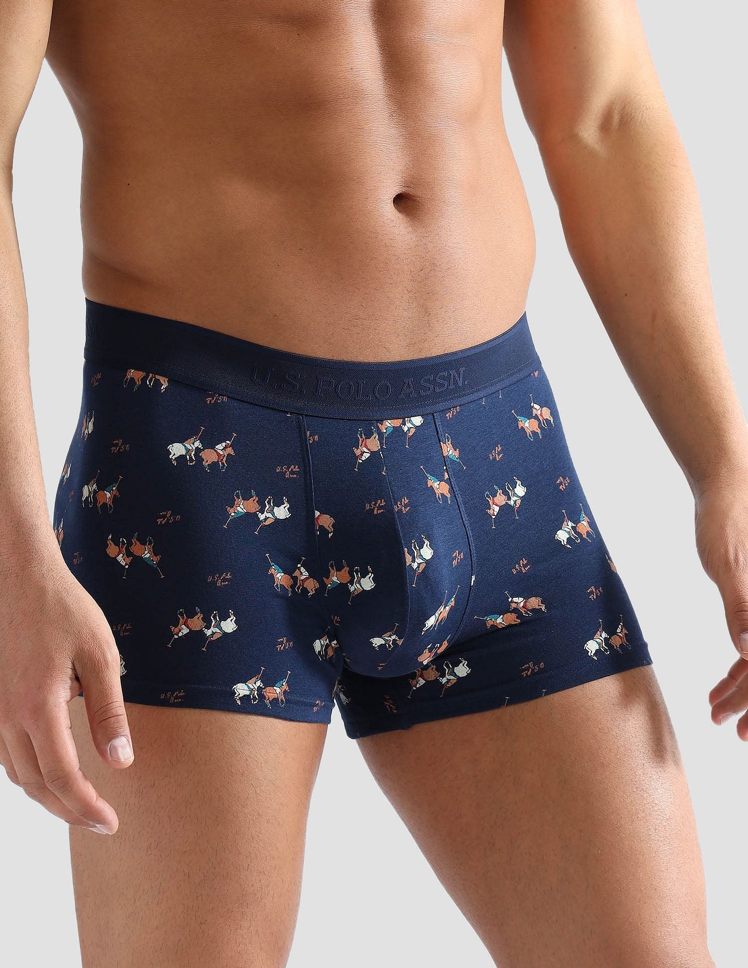 Anti Microbial Printed PT005 Trunks - Pack of 1 Navy - U.S. POLO ASSN. | Large