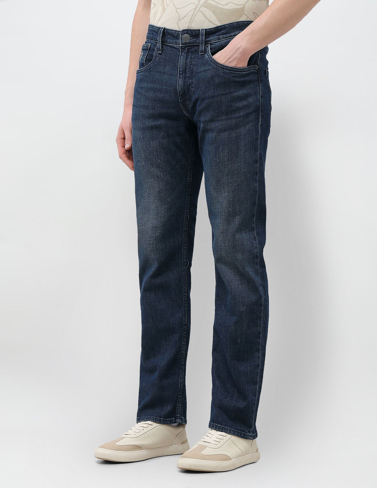 Harold Slim Straight Fit Blue Jeans Tinted Blue - U.S. Polo Assn. India | Large